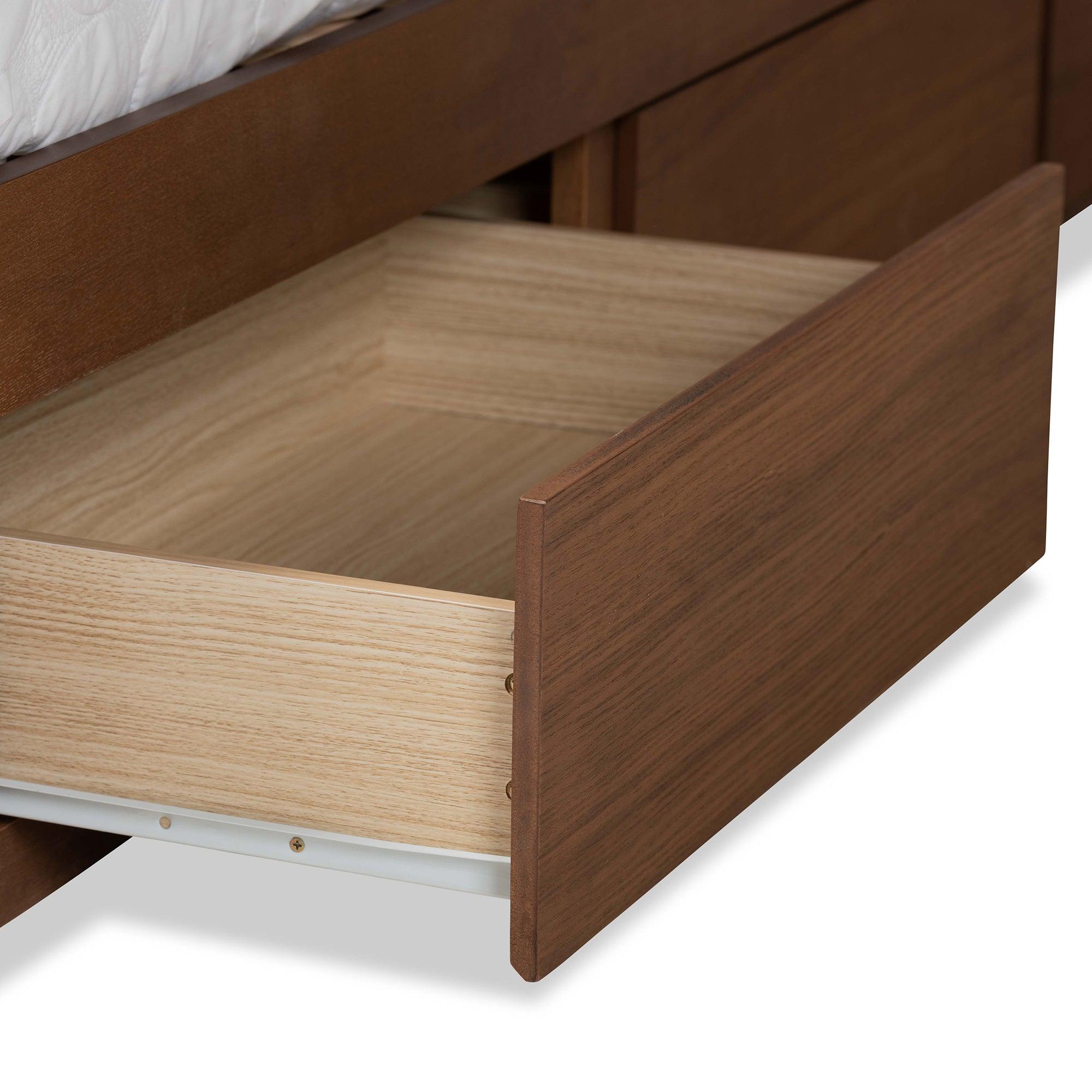 Aras Modern and Contemporary Transitional Ash Finished Wood 3-Drawer Platform Storage Bed