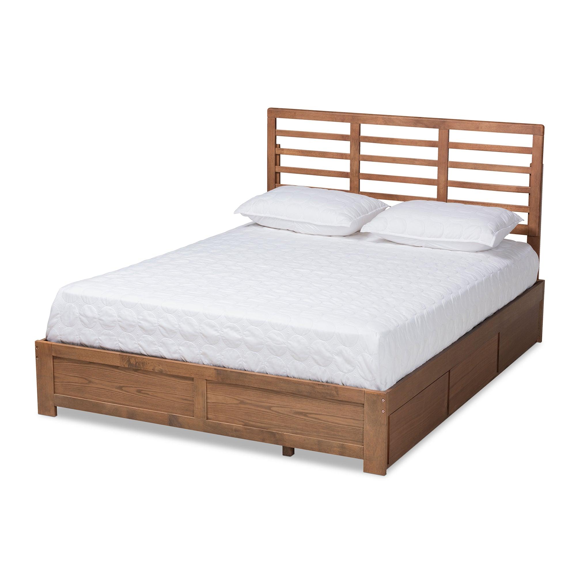 Piera Modern and Contemporary Transitional Ash Finished Wood 3-Drawer Platform Storage Bed