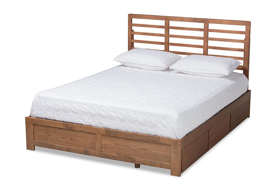 Piera Modern and Contemporary Transitional Ash Finished Wood 3-Drawer Platform Storage Bed