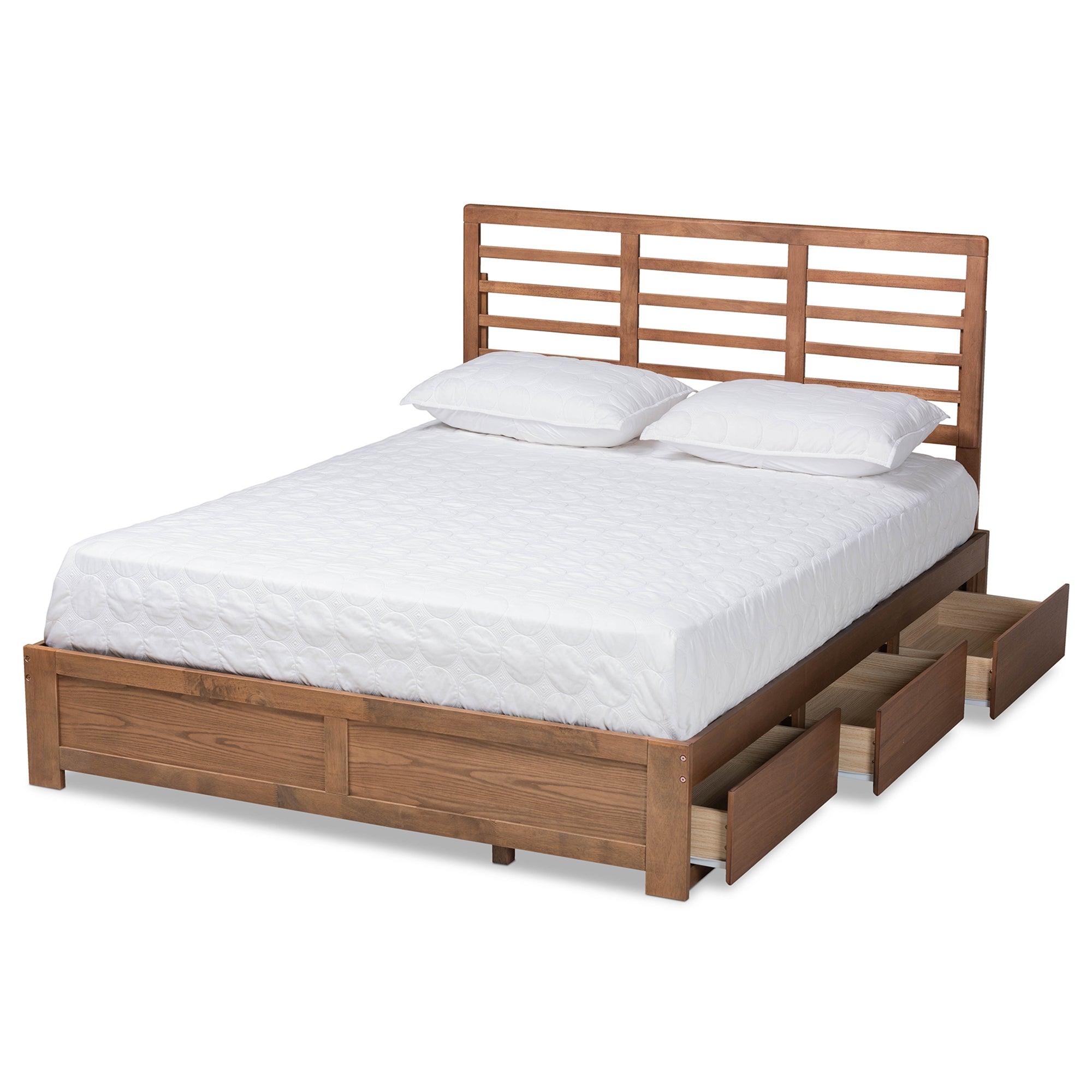 Piera Modern and Contemporary Transitional Ash Finished Wood 3-Drawer Platform Storage Bed