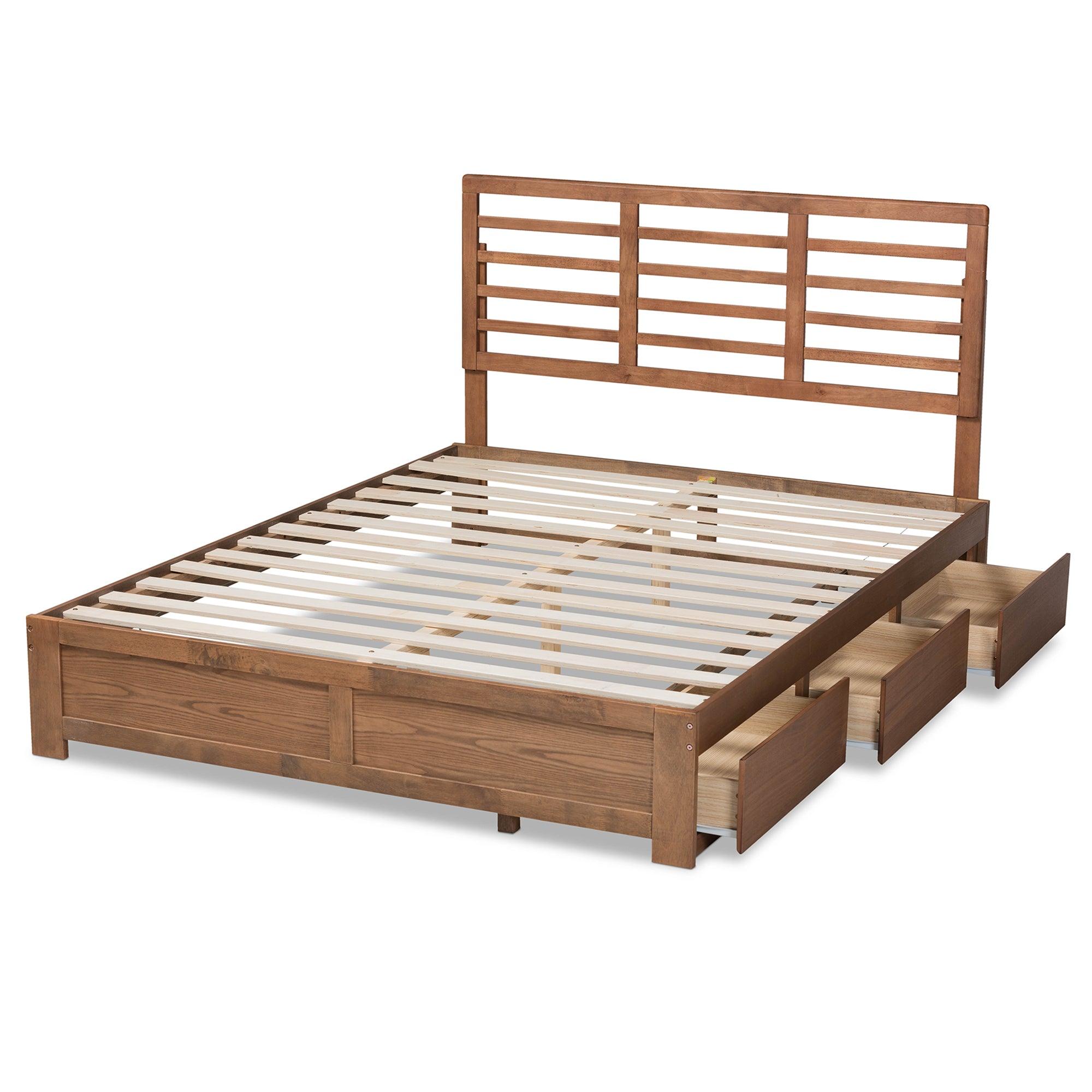 Piera Modern and Contemporary Transitional Ash Finished Wood 3-Drawer Platform Storage Bed