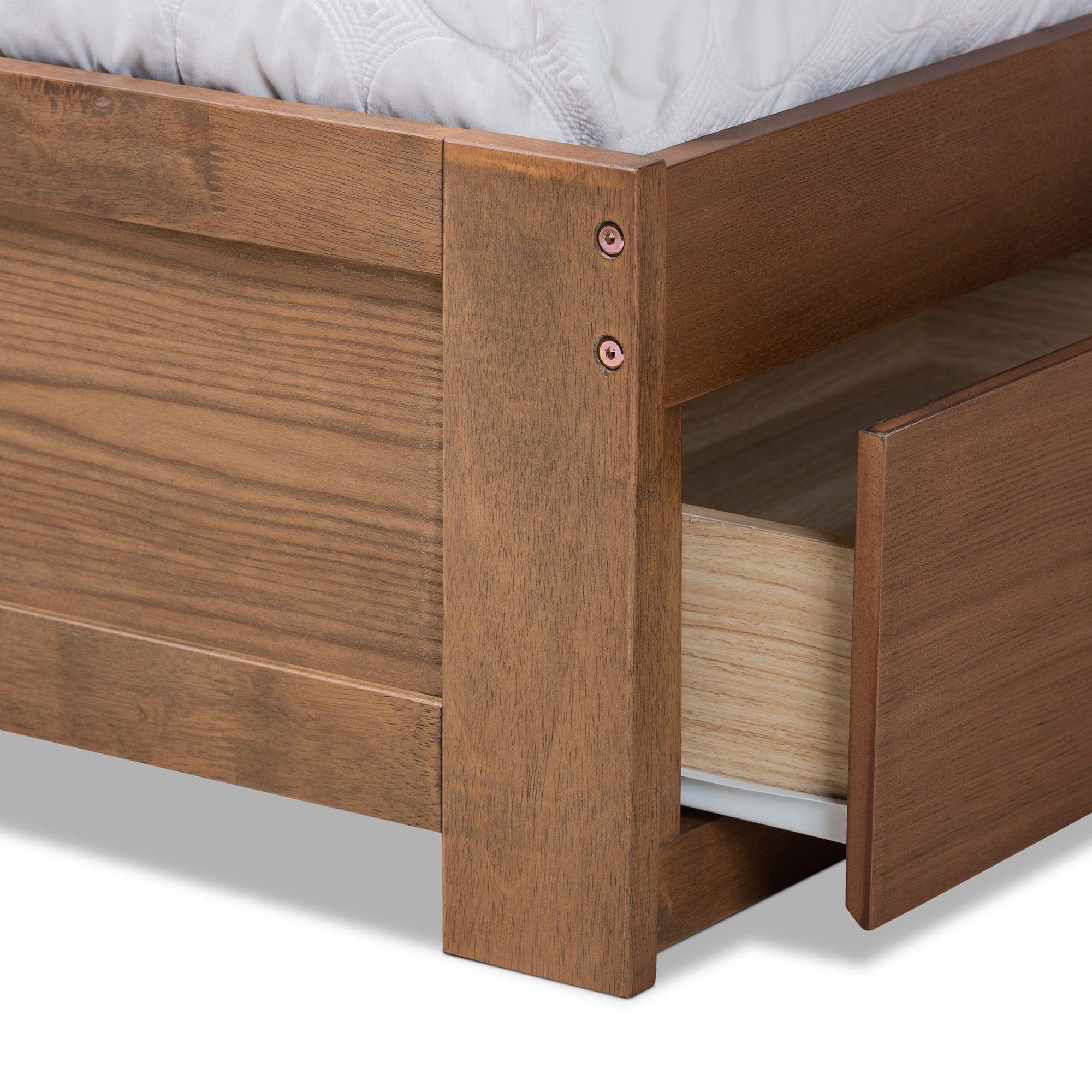 Piera Modern and Contemporary Transitional Ash Finished Wood 3-Drawer Platform Storage Bed