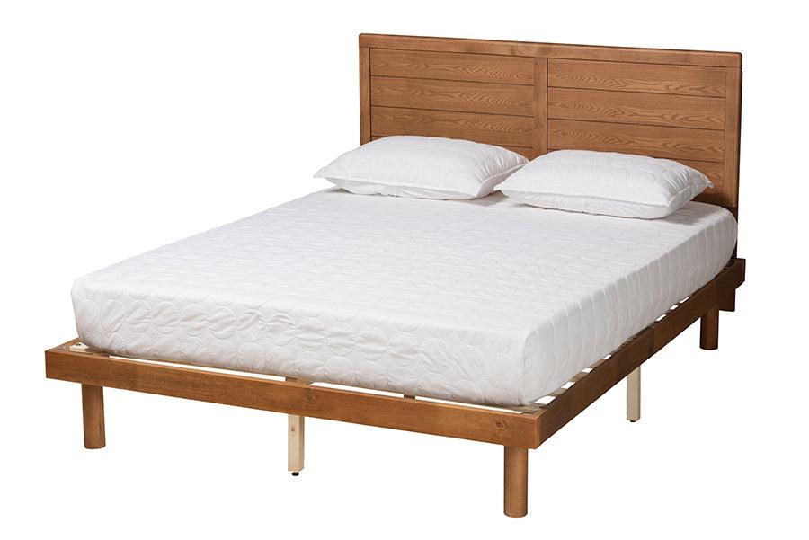 Daina Mid-Century Modern Ash Finished Wood Platform Bed