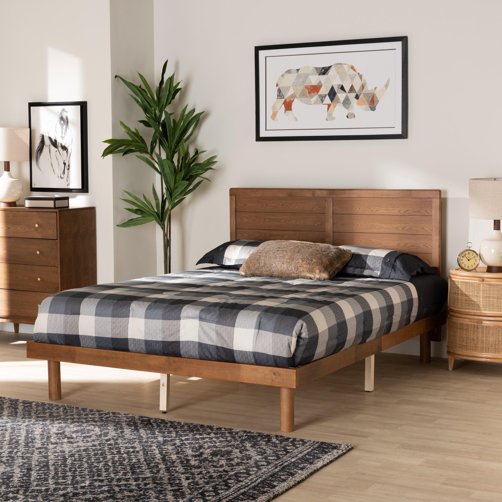 Daina Mid-Century Modern Ash Finished Wood Platform Bed