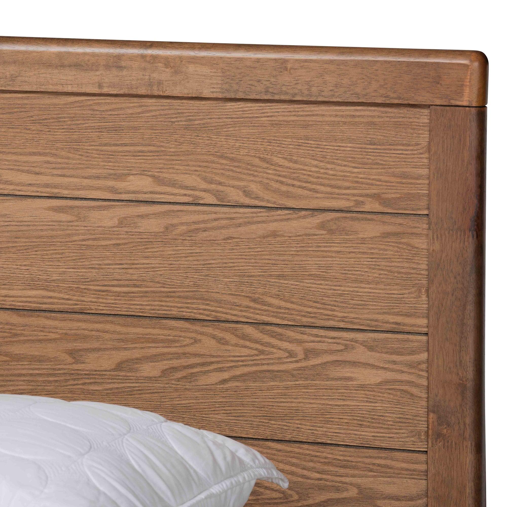 Alba Modern Transitional Ash Finished Wood 4-Drawer Platform Storage Bed with Built-In Shelves