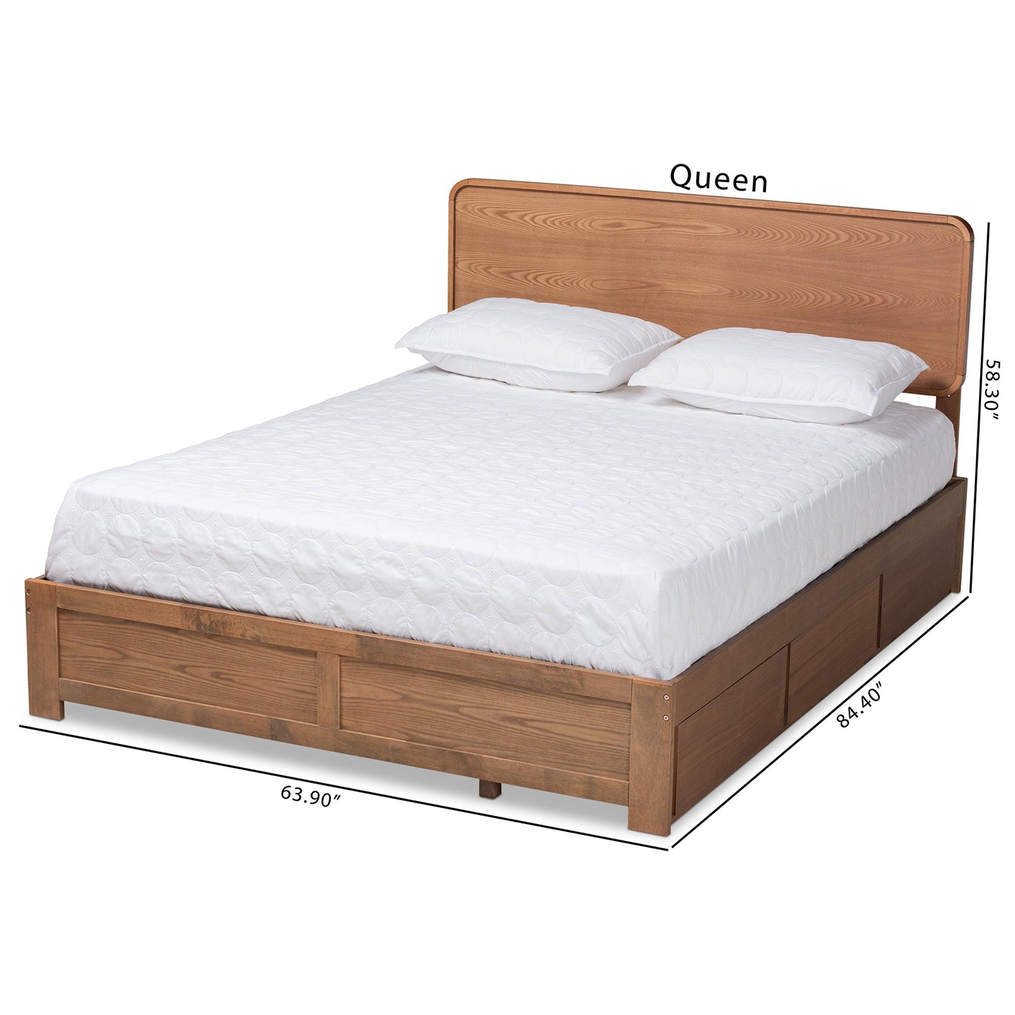 Eleni Modern and Contemporary Transitional Dark Fabric Upholstered and Ash Finished Wood 3-Drawer Platform Storage Bed