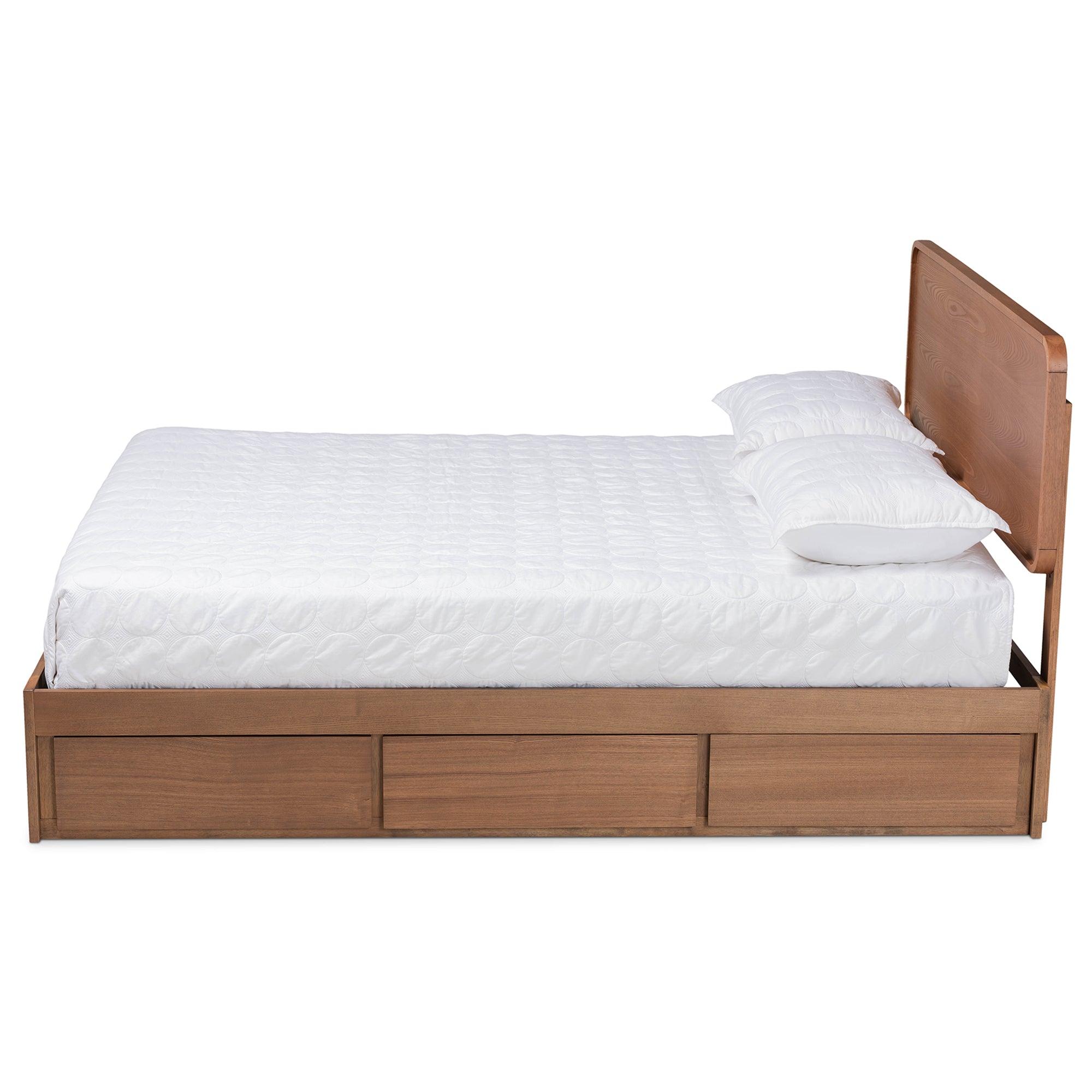 Eleni Modern and Contemporary Transitional Dark Fabric Upholstered and Ash Finished Wood 3-Drawer Platform Storage Bed