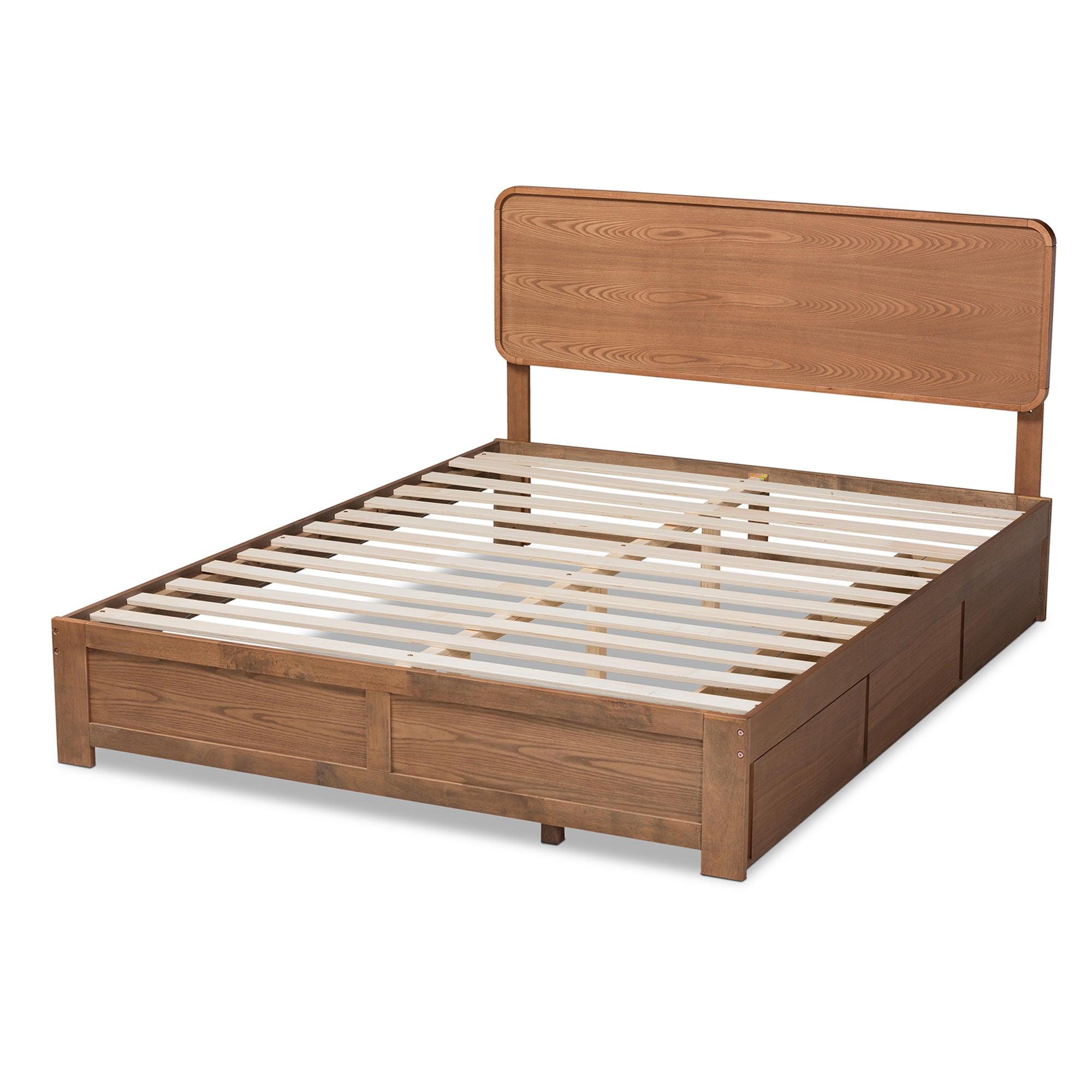 Eleni Modern and Contemporary Transitional Dark Fabric Upholstered and Ash Finished Wood 3-Drawer Platform Storage Bed