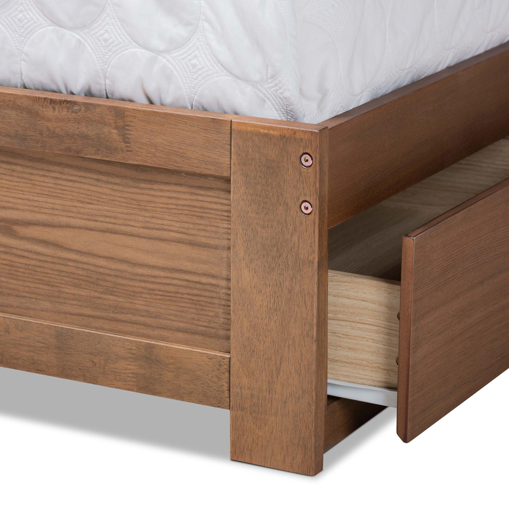 Eleni Modern and Contemporary Transitional Dark Fabric Upholstered and Ash Finished Wood 3-Drawer Platform Storage Bed