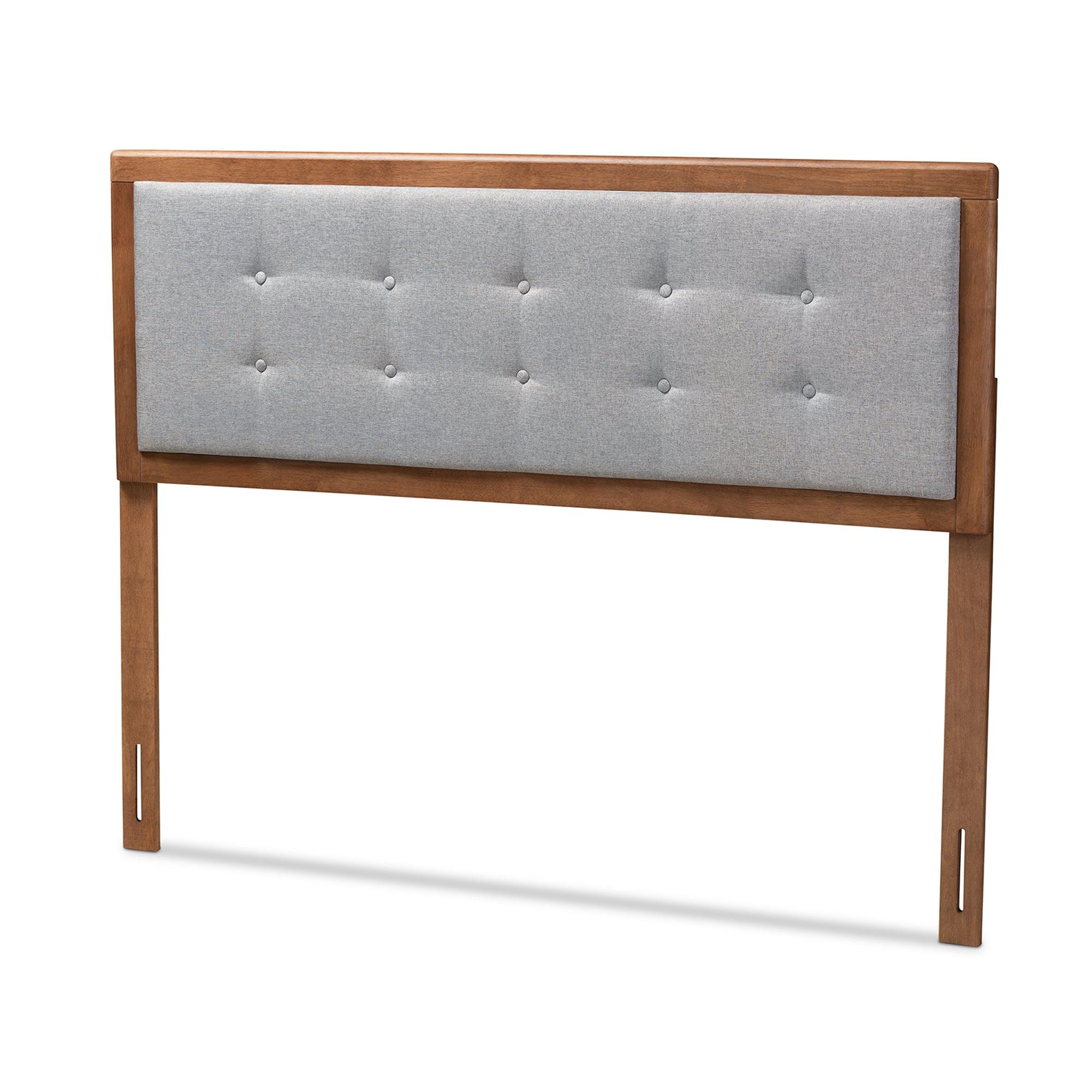 Sarine Mid-Century Modern Light Fabric Upholstered Finished Wood Headboard