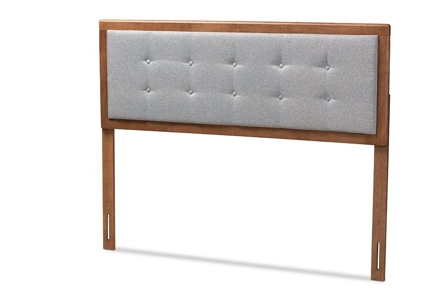 Sarine Mid-Century Modern Light Fabric Upholstered Finished Wood Headboard