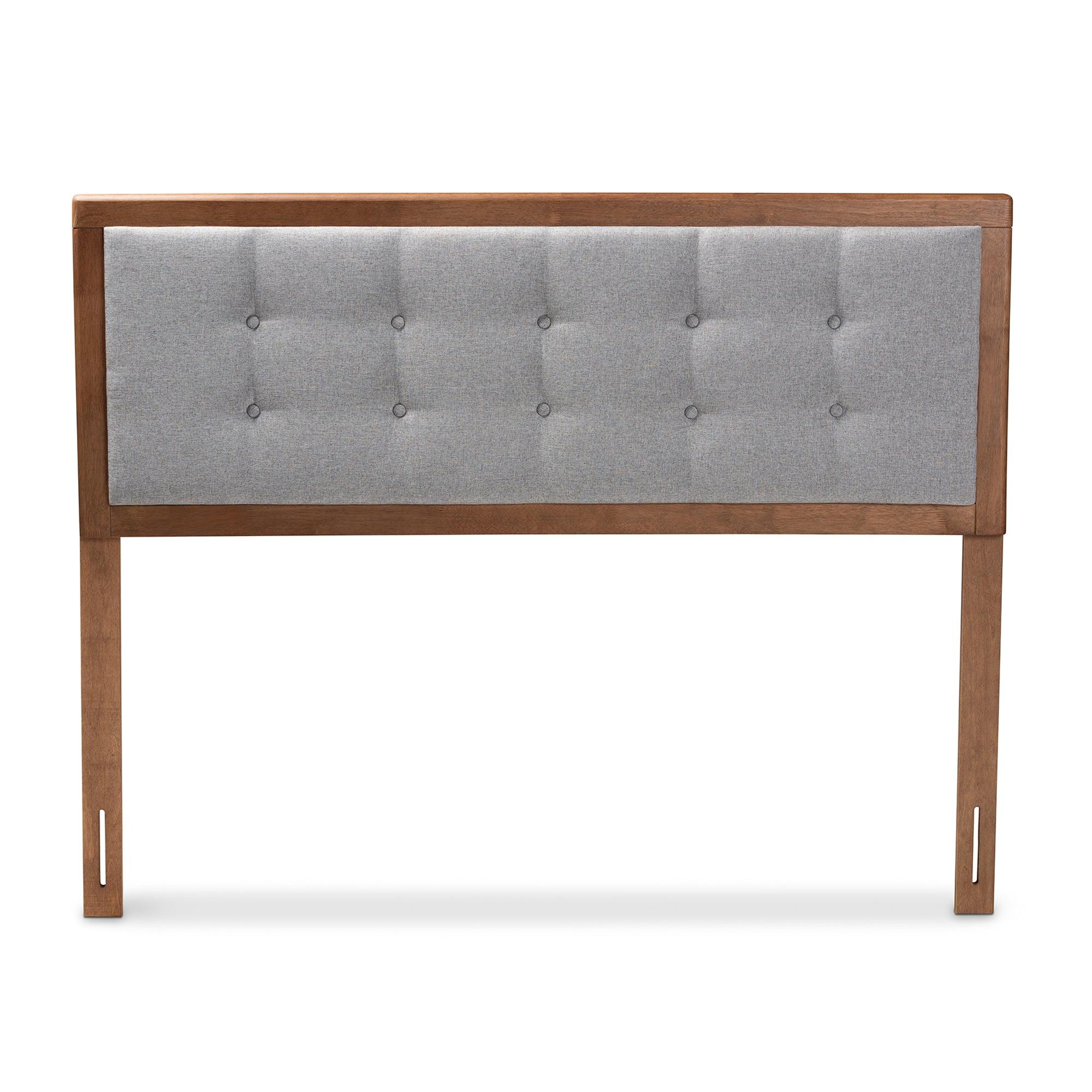 Sarine Mid-Century Modern Light Fabric Upholstered Finished Wood Headboard