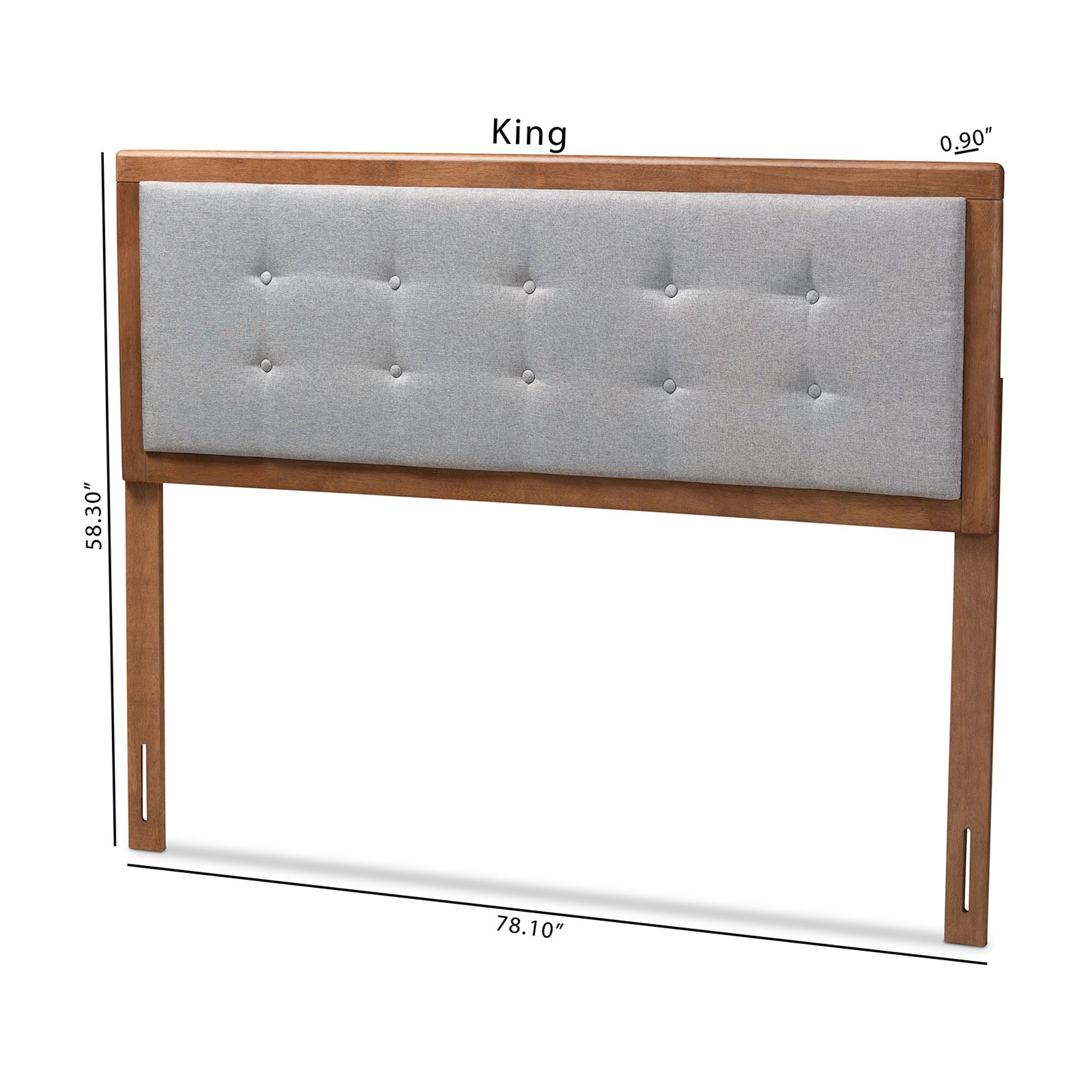 Sarine Mid-Century Modern Light Fabric Upholstered Finished Wood Headboard