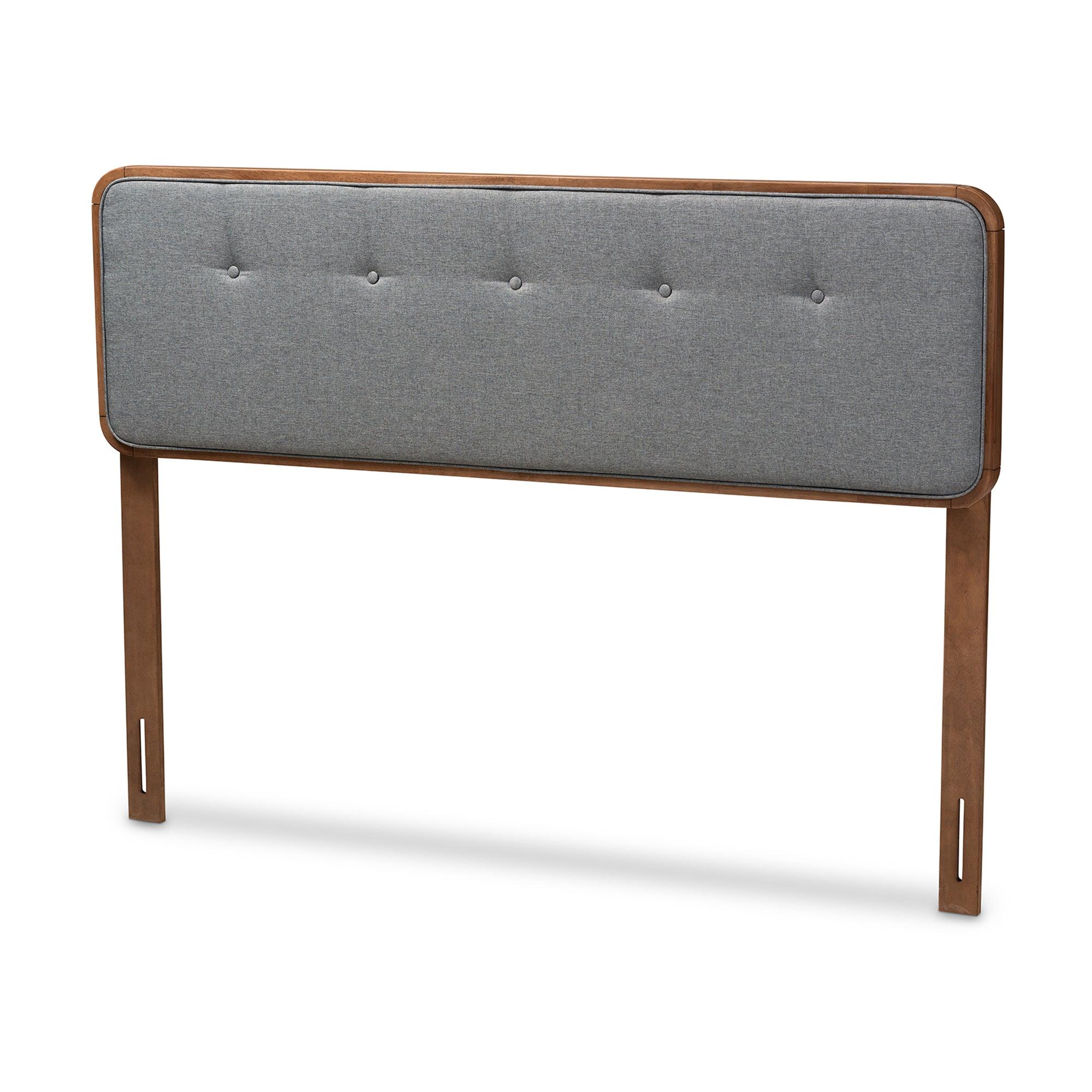 Palina Mid-Century Modern Dark Fabric Upholstered Finished Wood Headboard