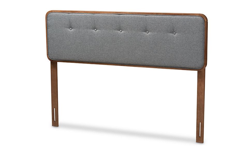 Palina Mid-Century Modern Dark Fabric Upholstered Finished Wood Headboard