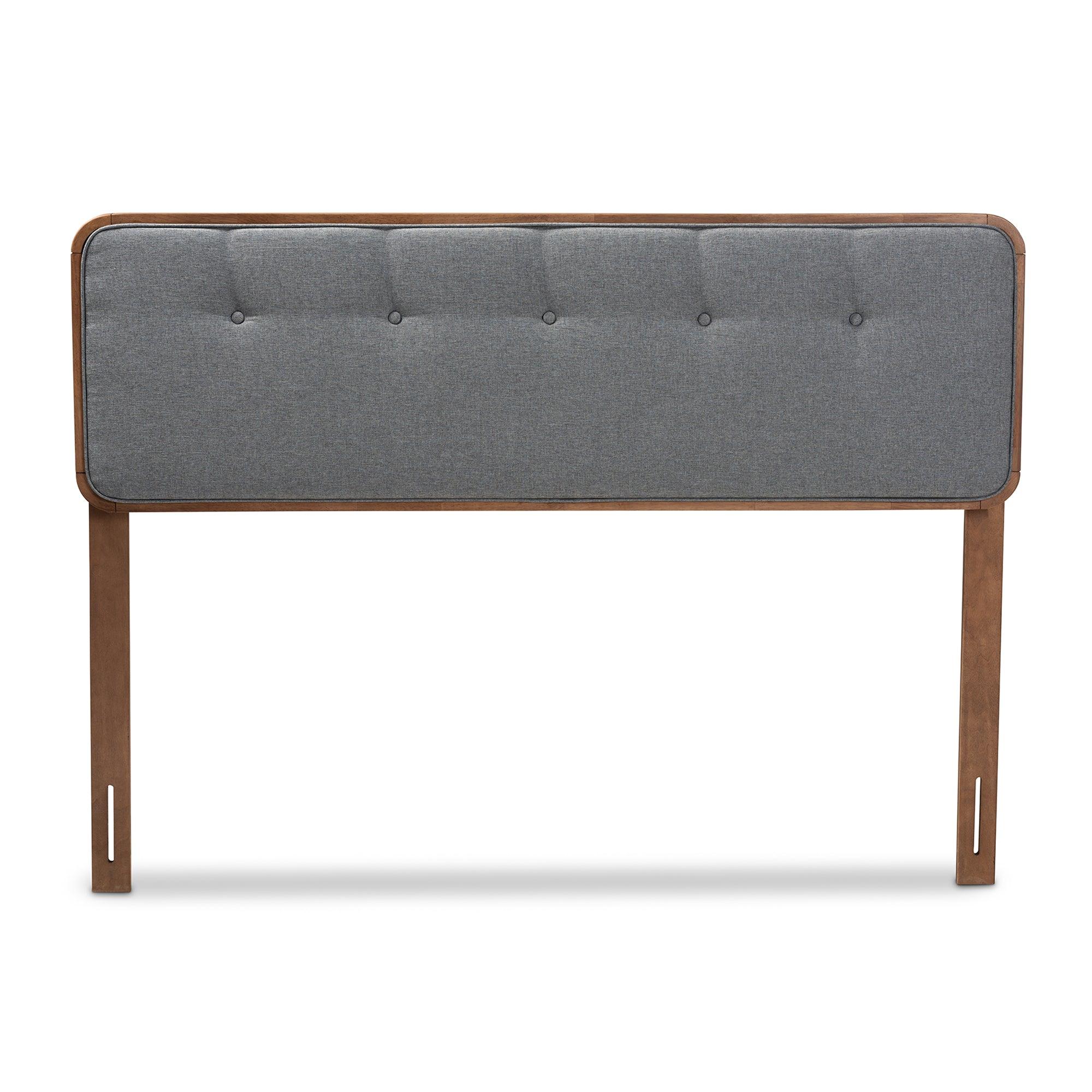 Palina Mid-Century Modern Dark Fabric Upholstered Finished Wood Headboard