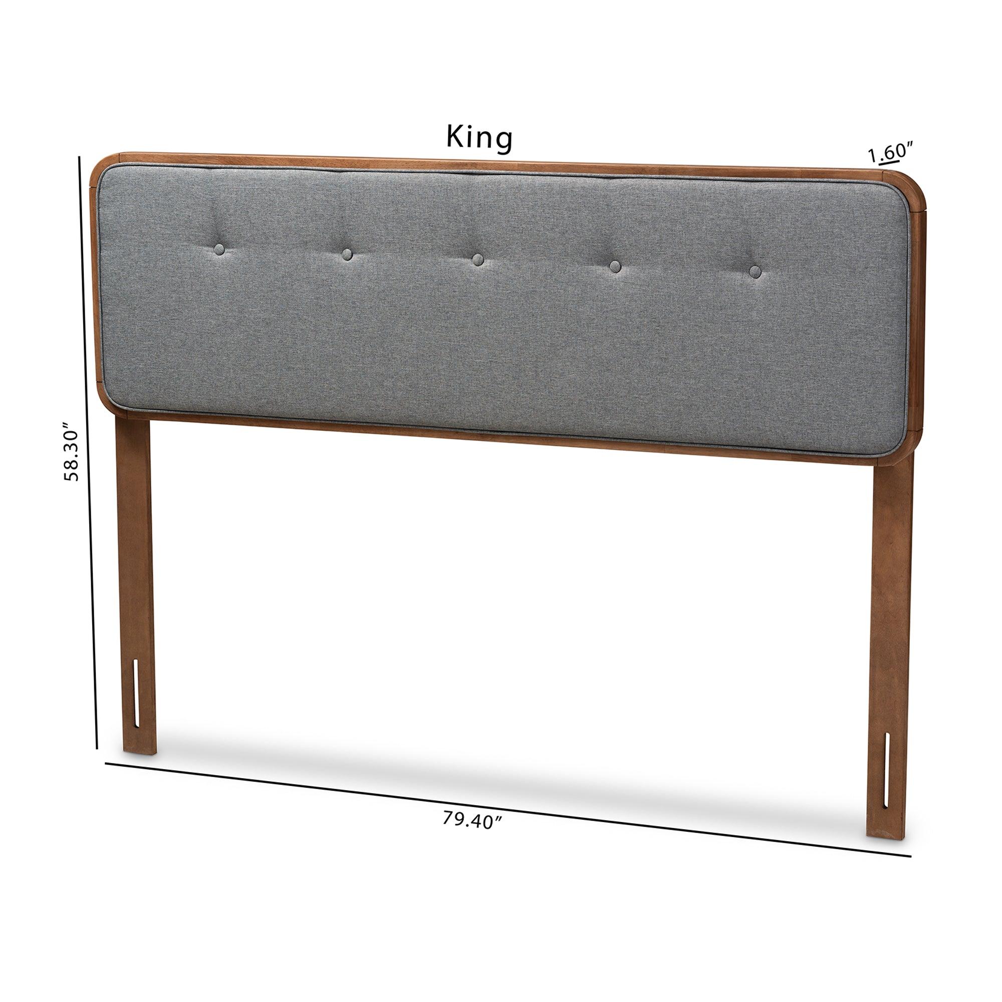 Palina Mid-Century Modern Dark Fabric Upholstered Finished Wood Headboard