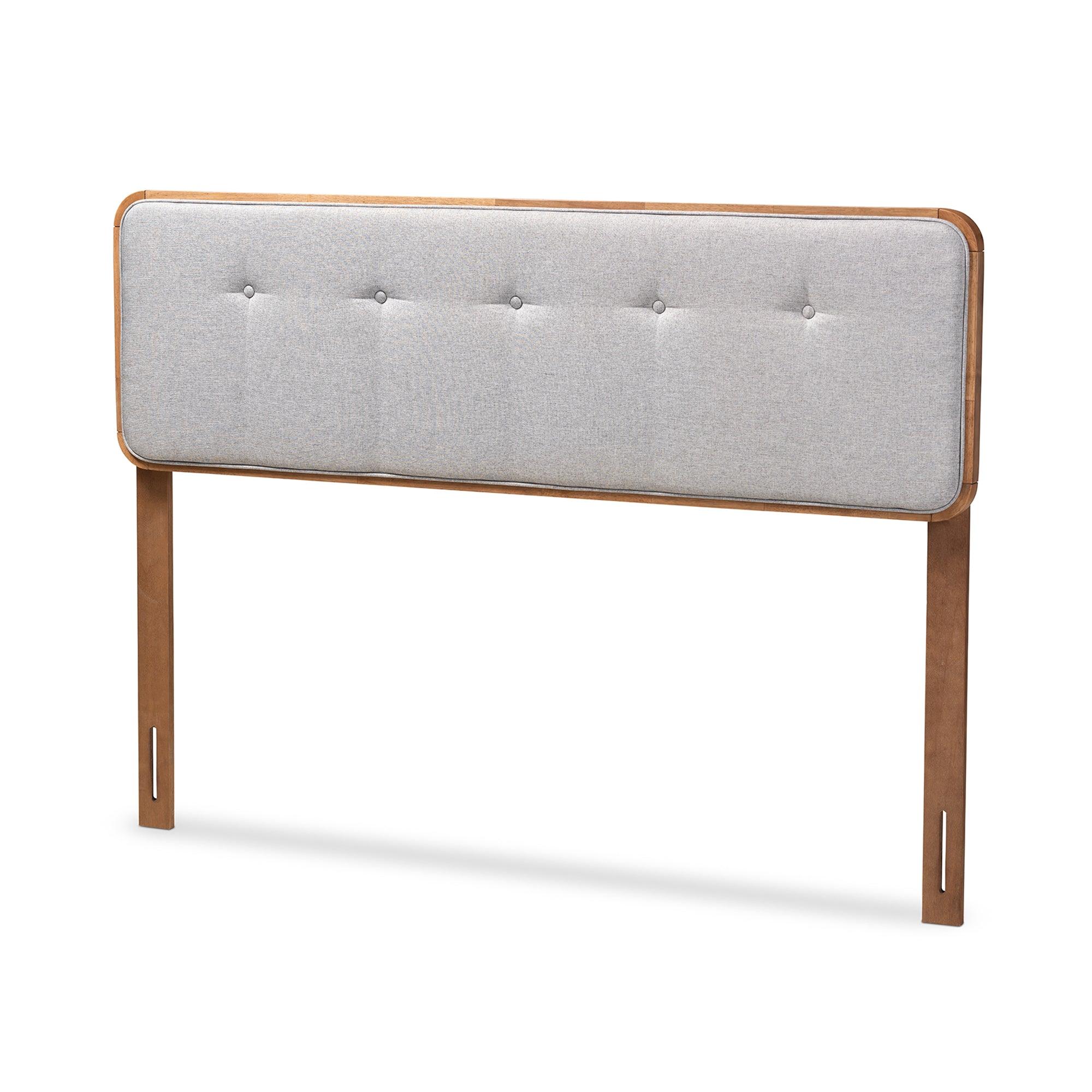 Palina Mid-Century Modern Light Fabric Upholstered Finished Wood Headboard