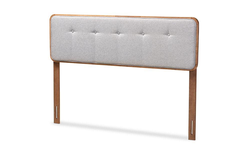 Palina Mid-Century Modern Light Fabric Upholstered Finished Wood Headboard