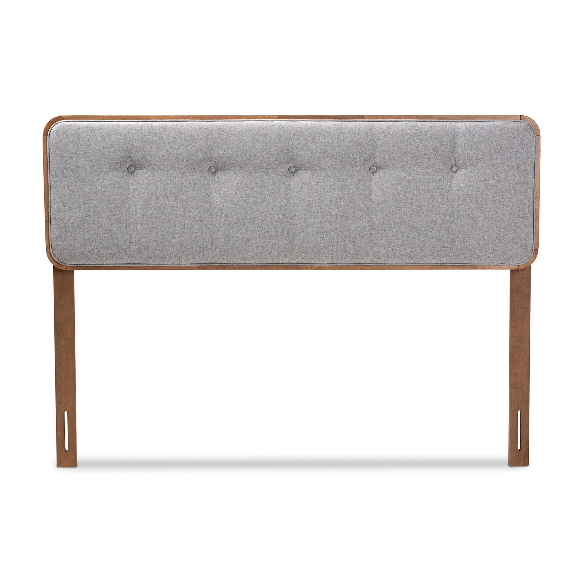 Palina Mid-Century Modern Light Fabric Upholstered Finished Wood Headboard