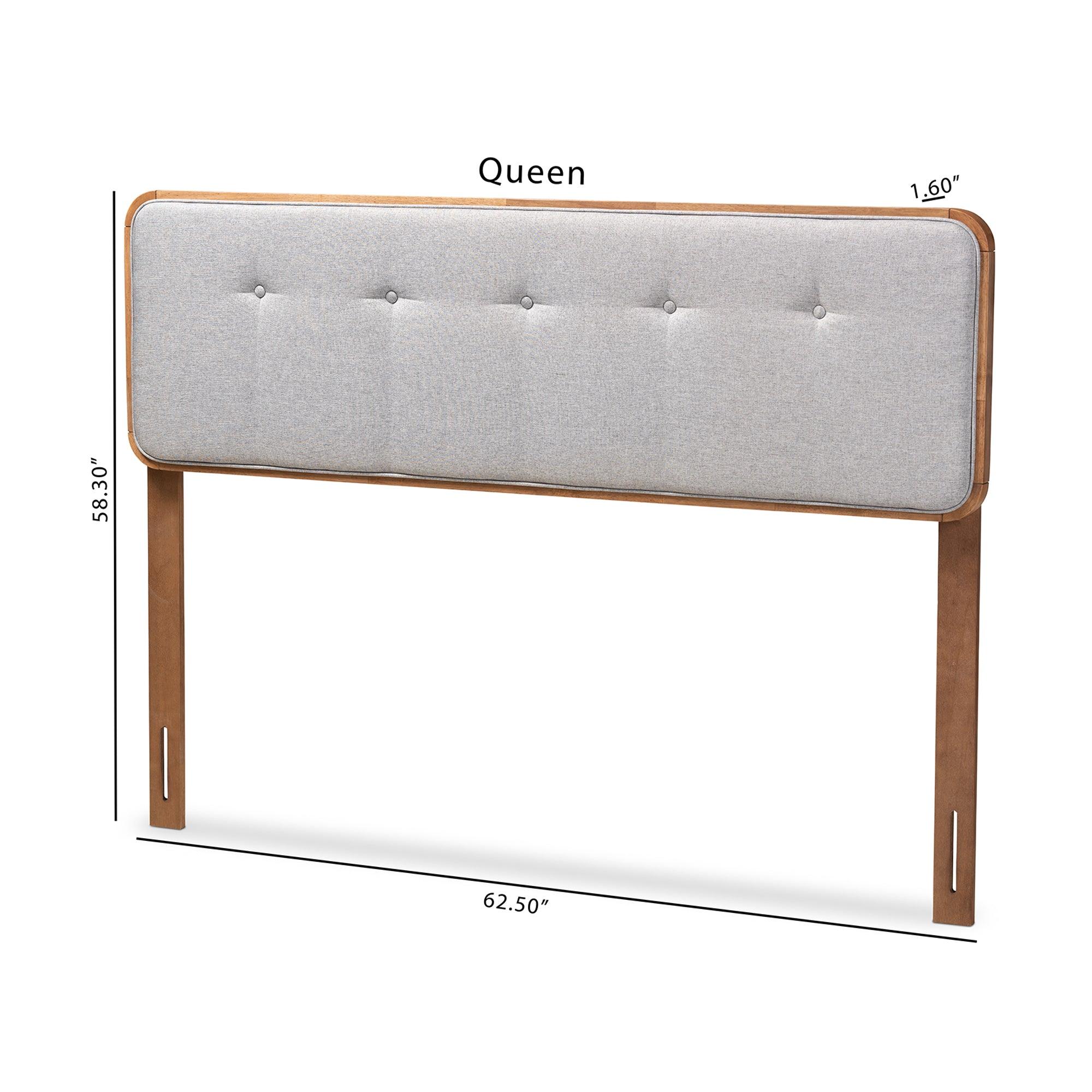 Palina Mid-Century Modern Light Fabric Upholstered Finished Wood Headboard