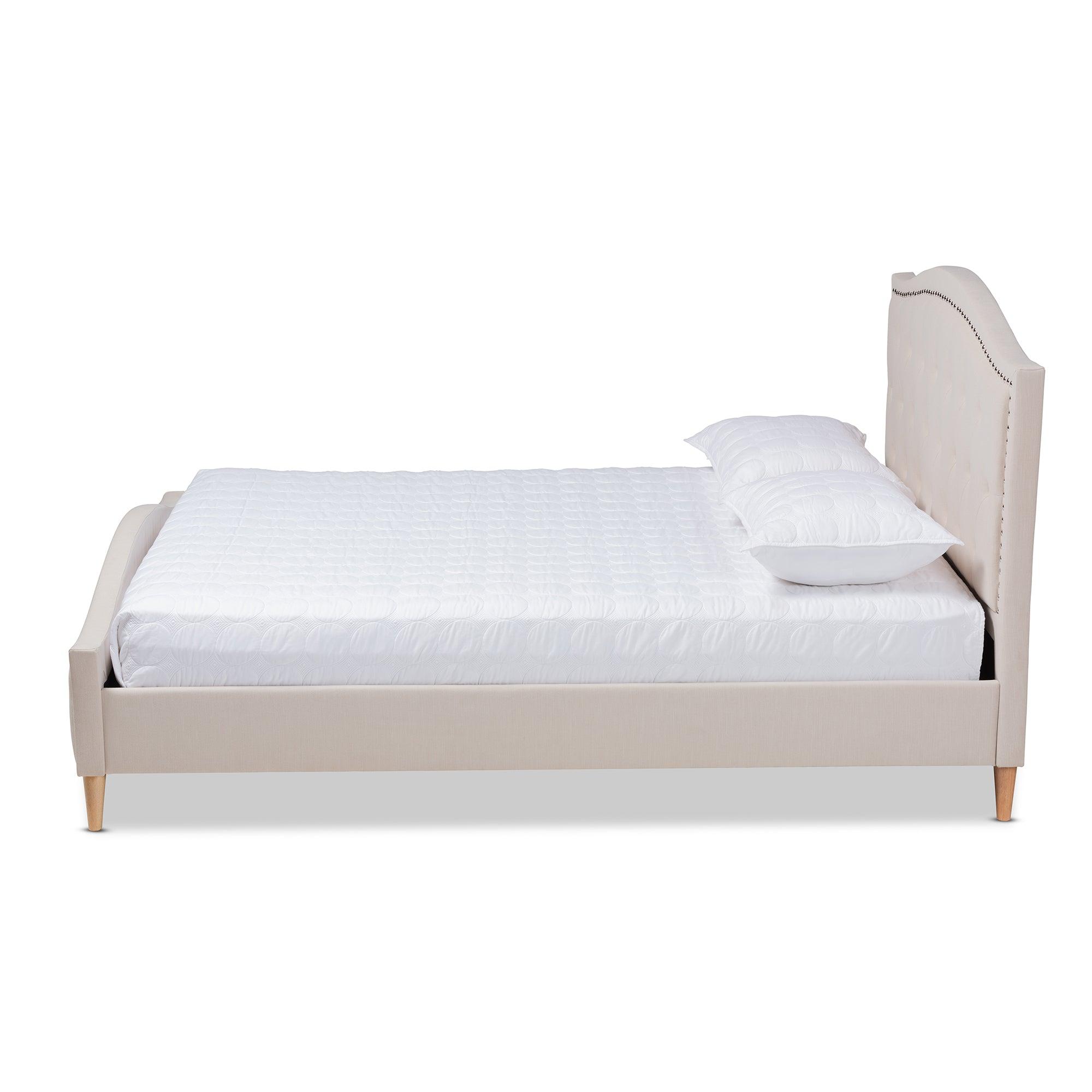 Felisa Modern and Contemporary Fabric Upholstered and Button Tufted Platform Bed