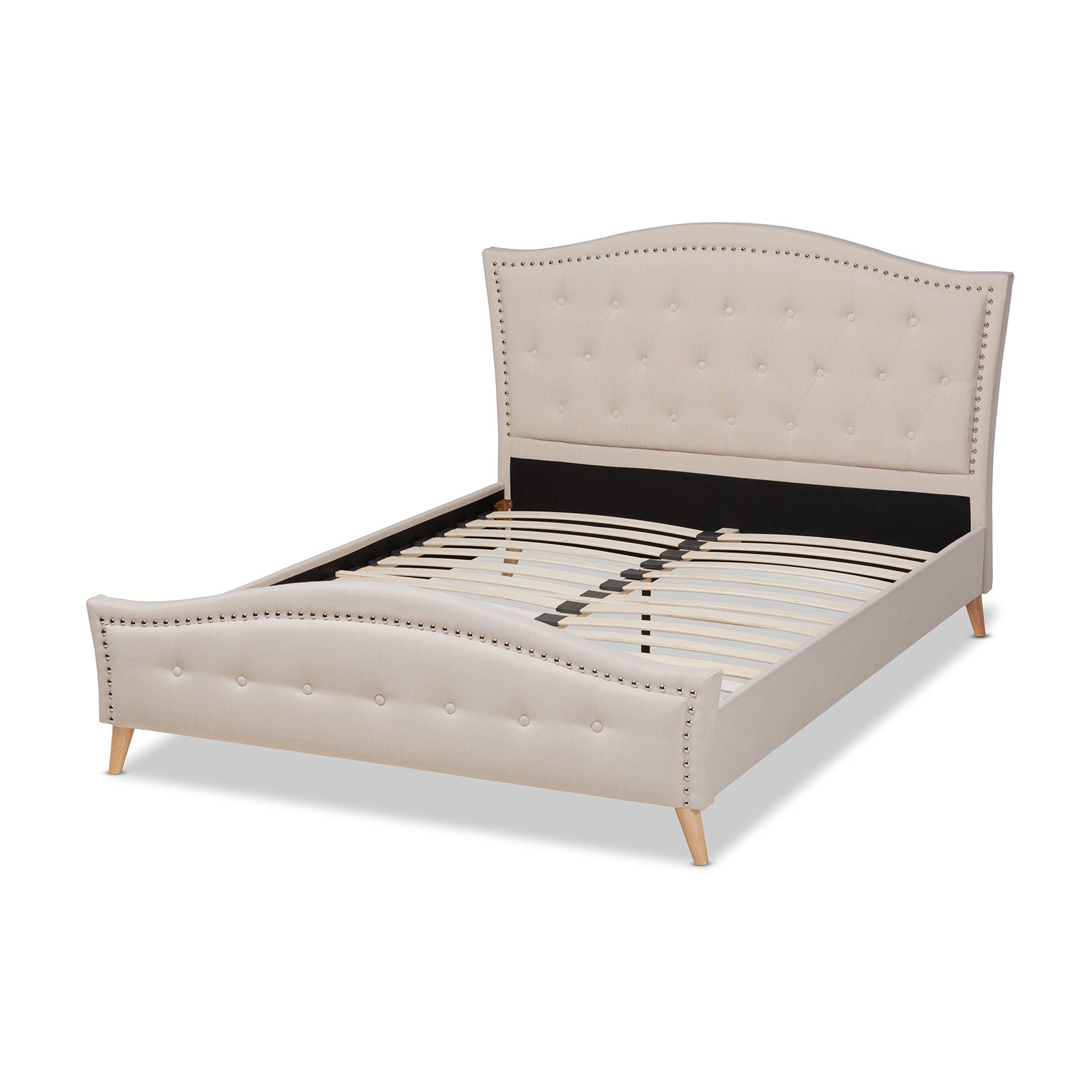 Felisa Modern and Contemporary Fabric Upholstered and Button Tufted Platform Bed