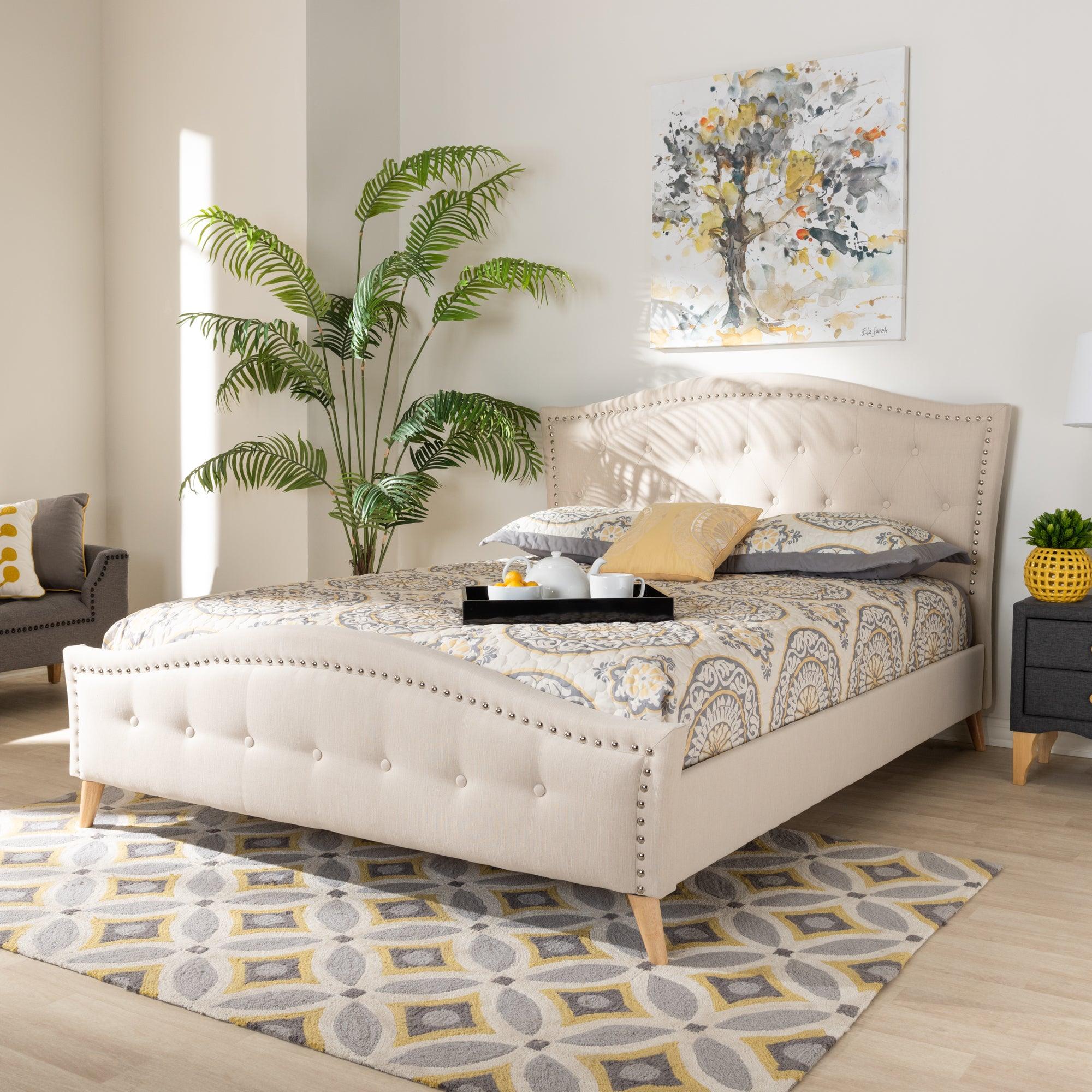 Felisa Modern and Contemporary Fabric Upholstered and Button Tufted Platform Bed