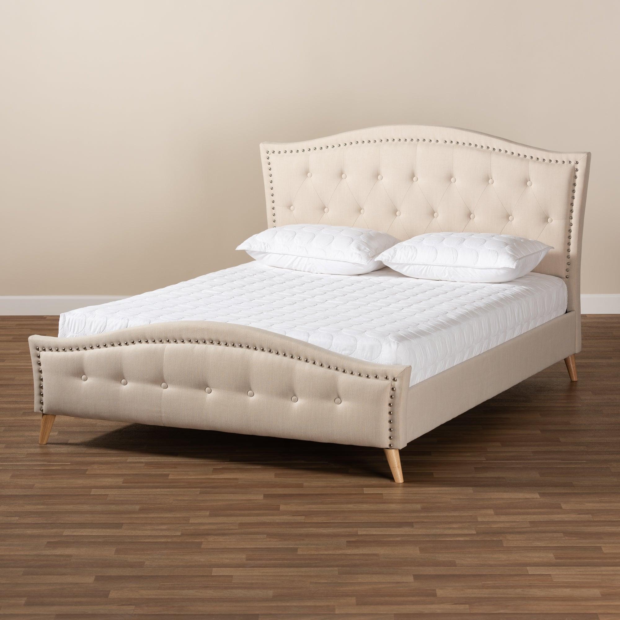 Felisa Modern and Contemporary Fabric Upholstered and Button Tufted Platform Bed