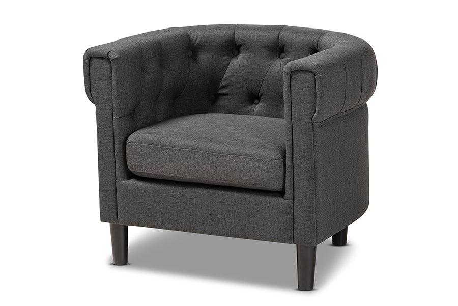 Bisset Classic and Traditional Fabric Upholstered Chesterfield Chair