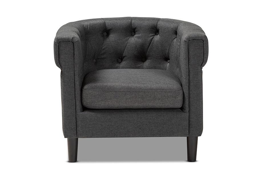 Bisset Classic and Traditional Fabric Upholstered Chesterfield Chair