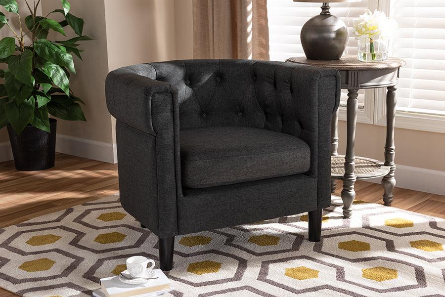 Bisset Classic and Traditional Fabric Upholstered Chesterfield Chair