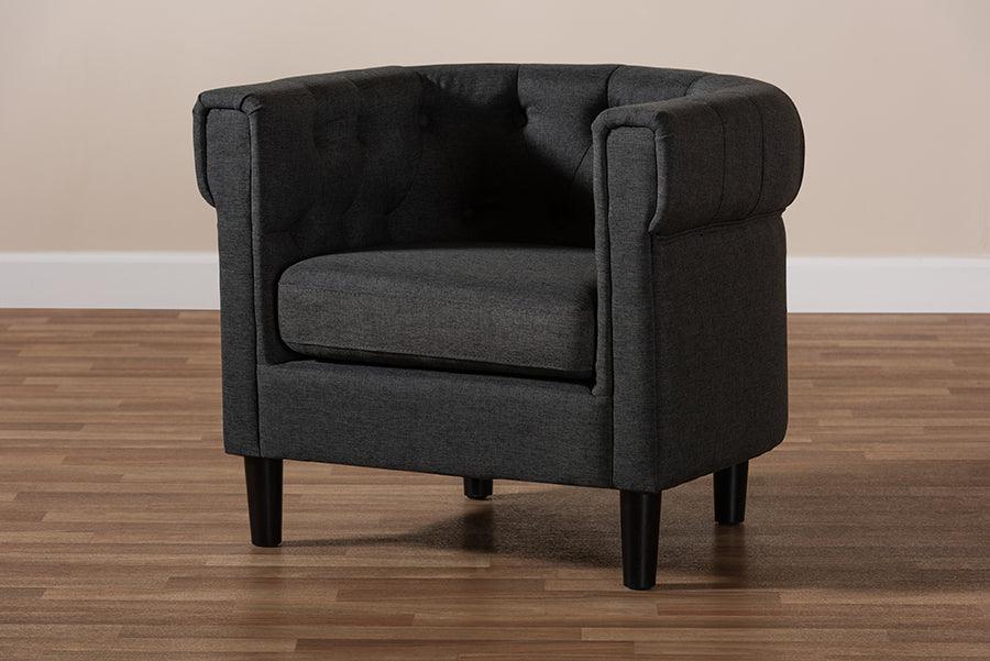 Bisset Classic and Traditional Fabric Upholstered Chesterfield Chair