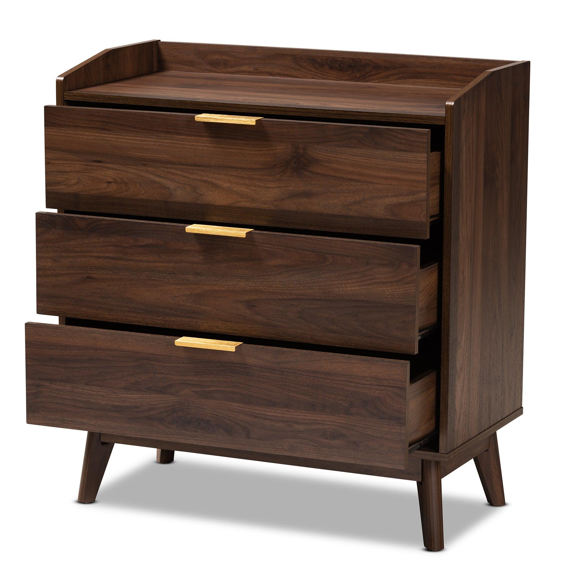 Lena Mid-Century Modern Finished 3-Drawer Wood Chest