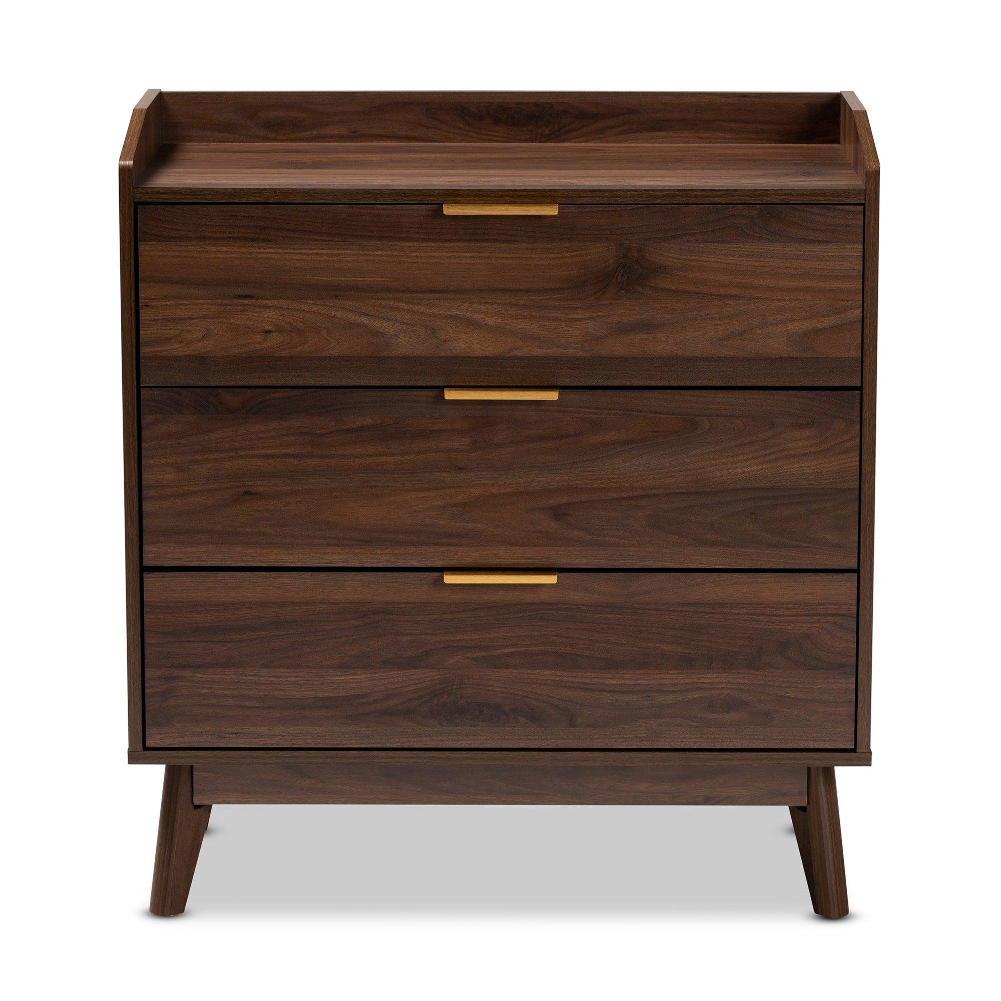 Lena Mid-Century Modern Finished 3-Drawer Wood Chest