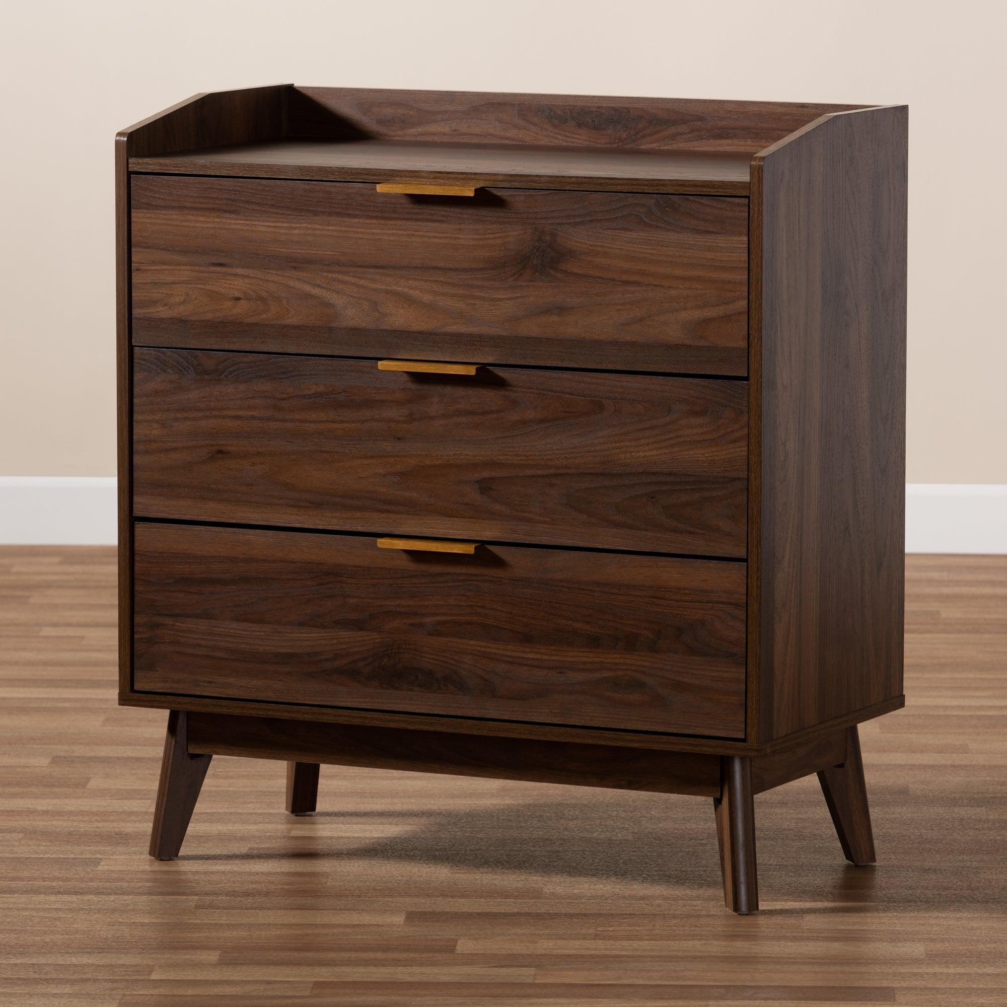 Lena Mid-Century Modern Finished 3-Drawer Wood Chest