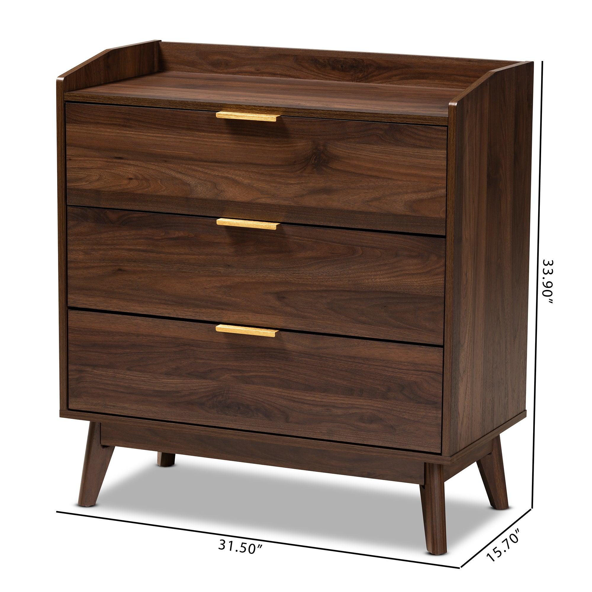 Lena Mid-Century Modern Finished 3-Drawer Wood Chest