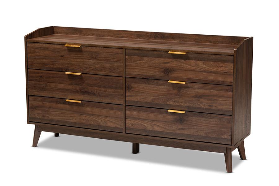 Lena Mid-Century Modern Finished 6-Drawer Wood Dresser