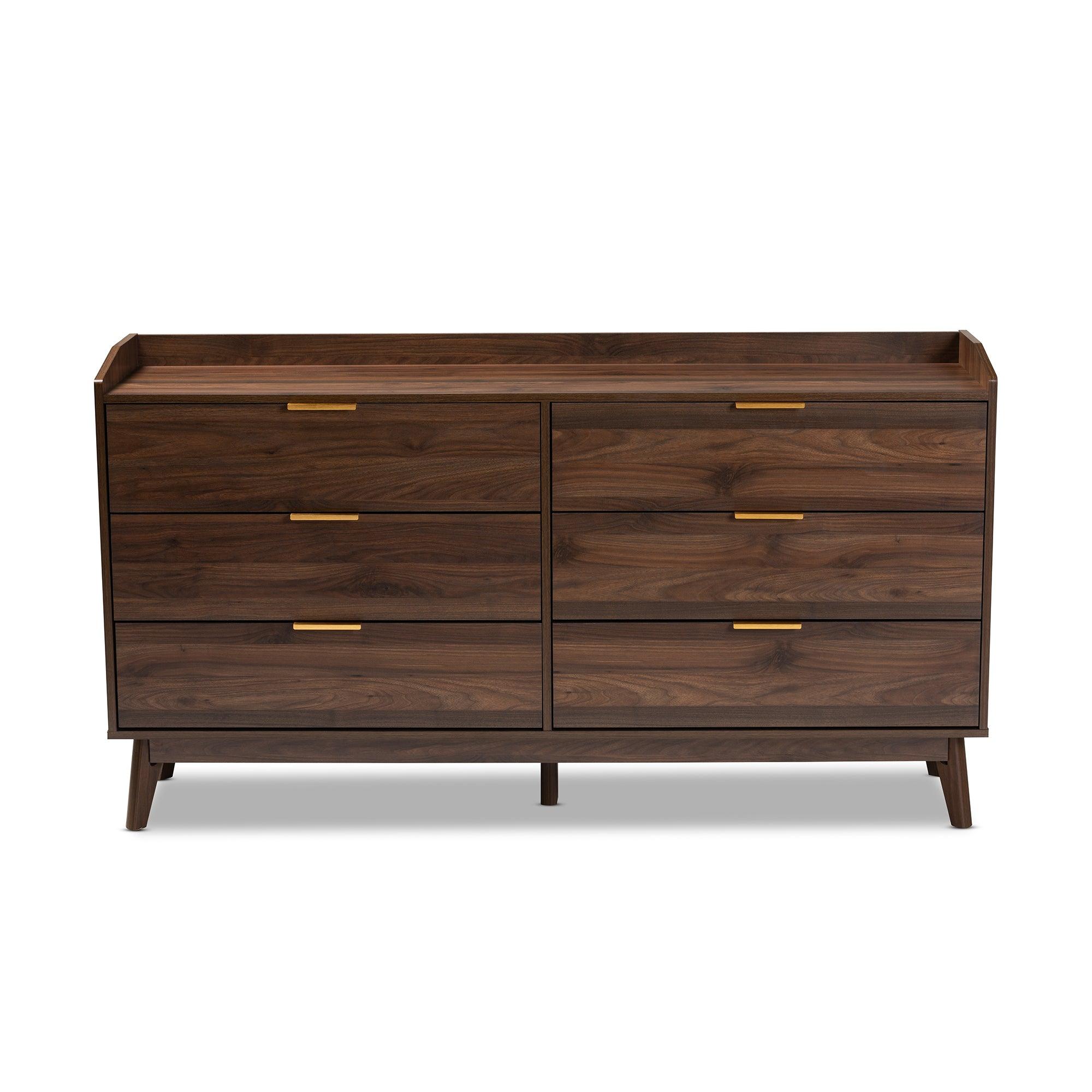 Lena Mid-Century Modern Finished 6-Drawer Wood Dresser