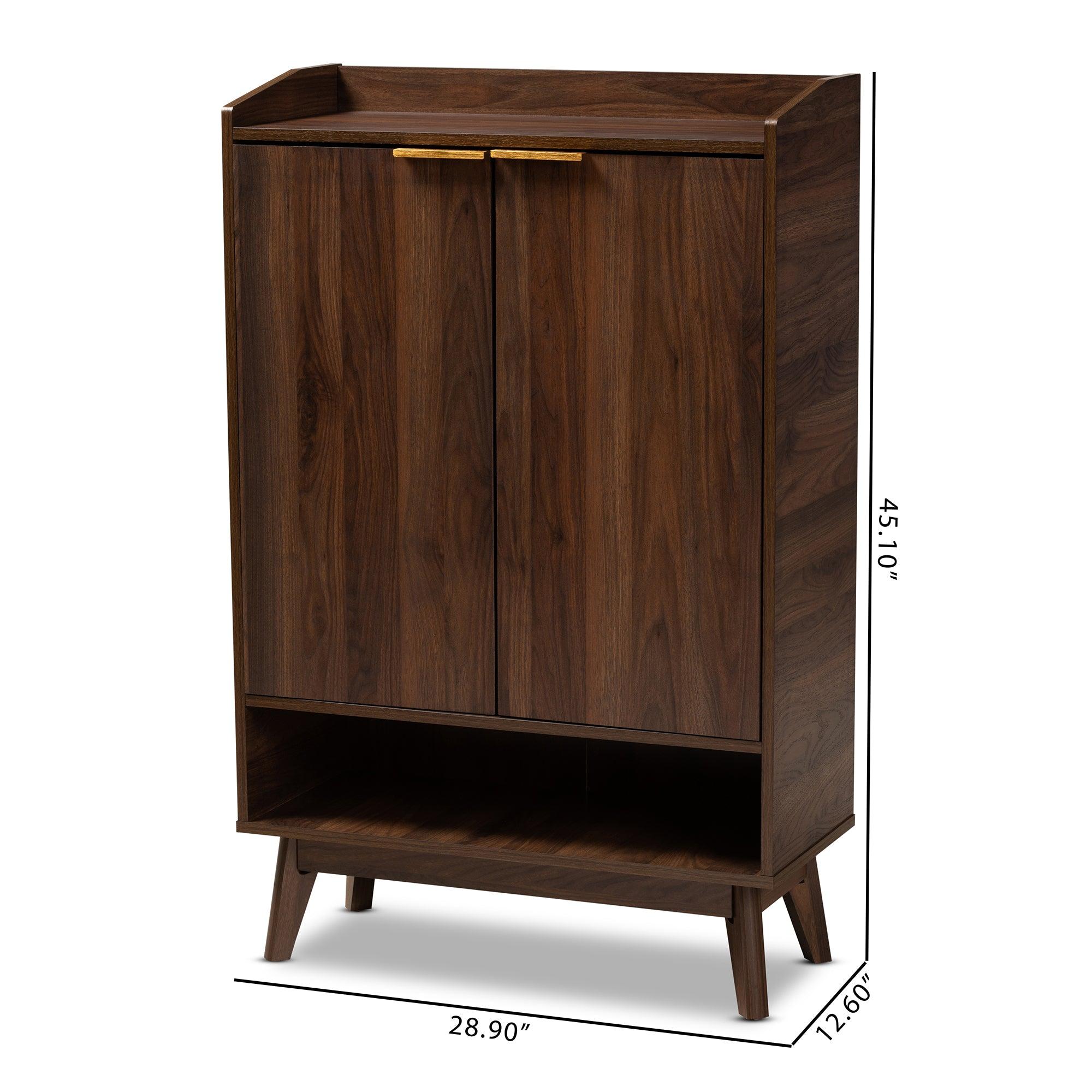 Lena Mid-Century Modern Finished 5-Shelf Wood Entryway Shoe Cabinet