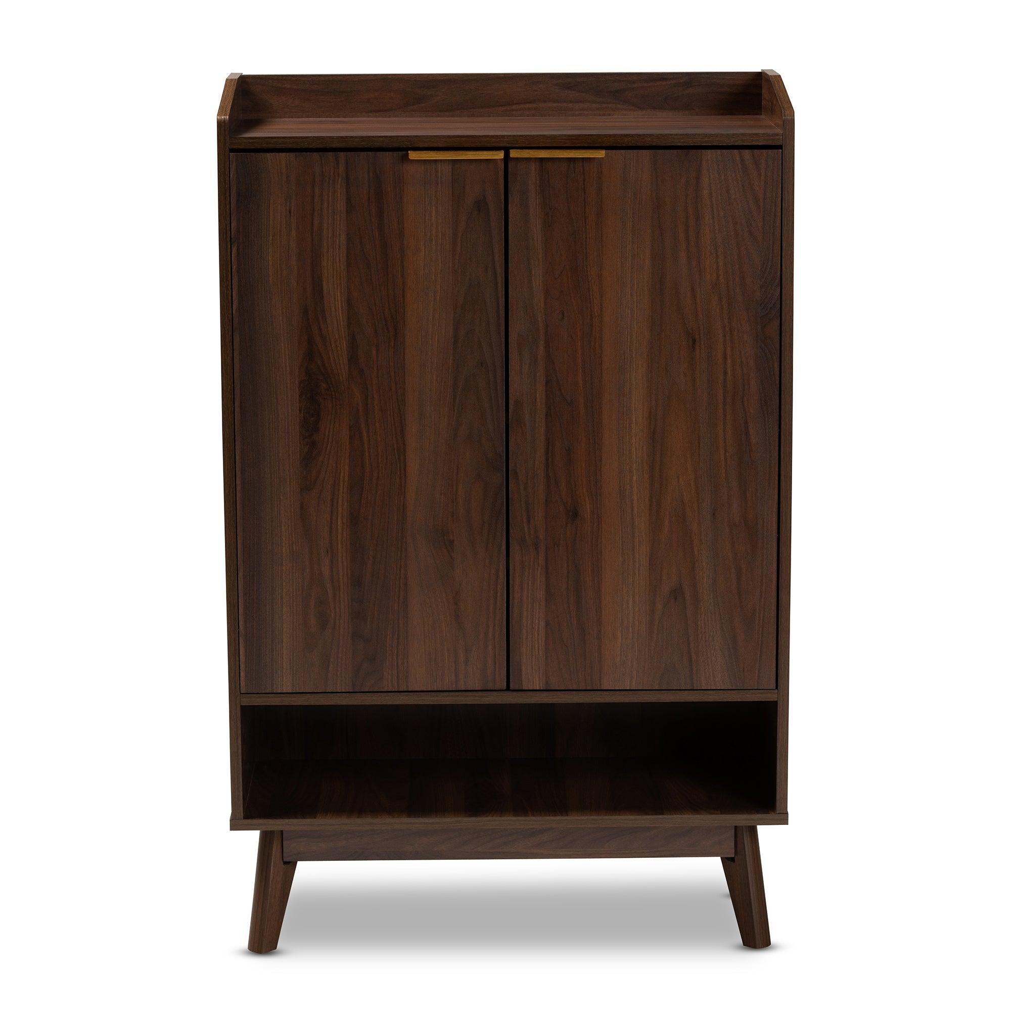 Lena Mid-Century Modern Finished 5-Shelf Wood Entryway Shoe Cabinet