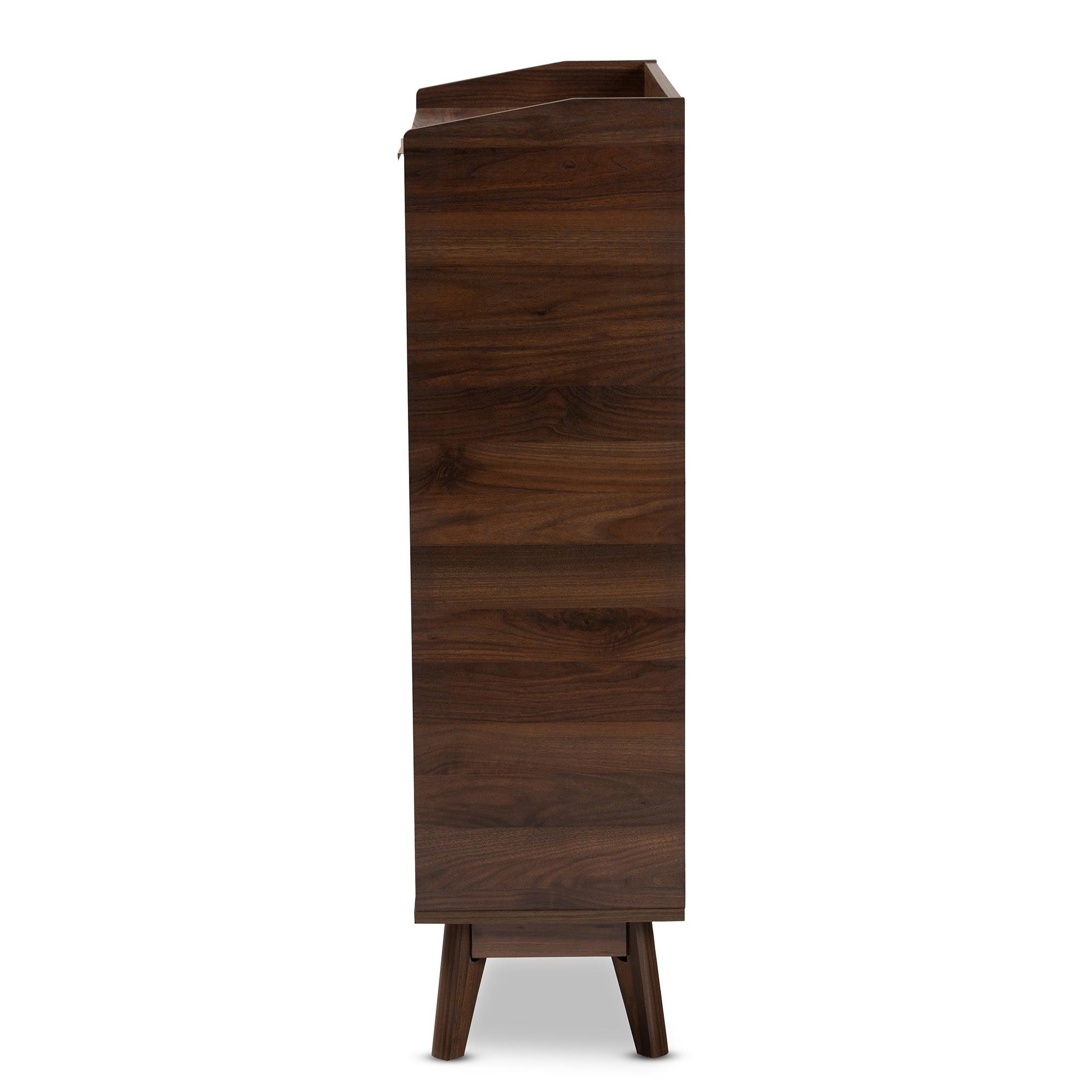 Lena Mid-Century Modern Finished 5-Shelf Wood Entryway Shoe Cabinet