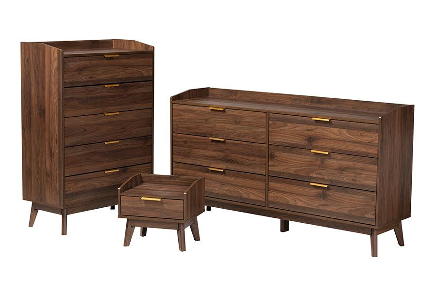 Lena Mid-Century Modern Finished Wood 3-Piece Storage Set