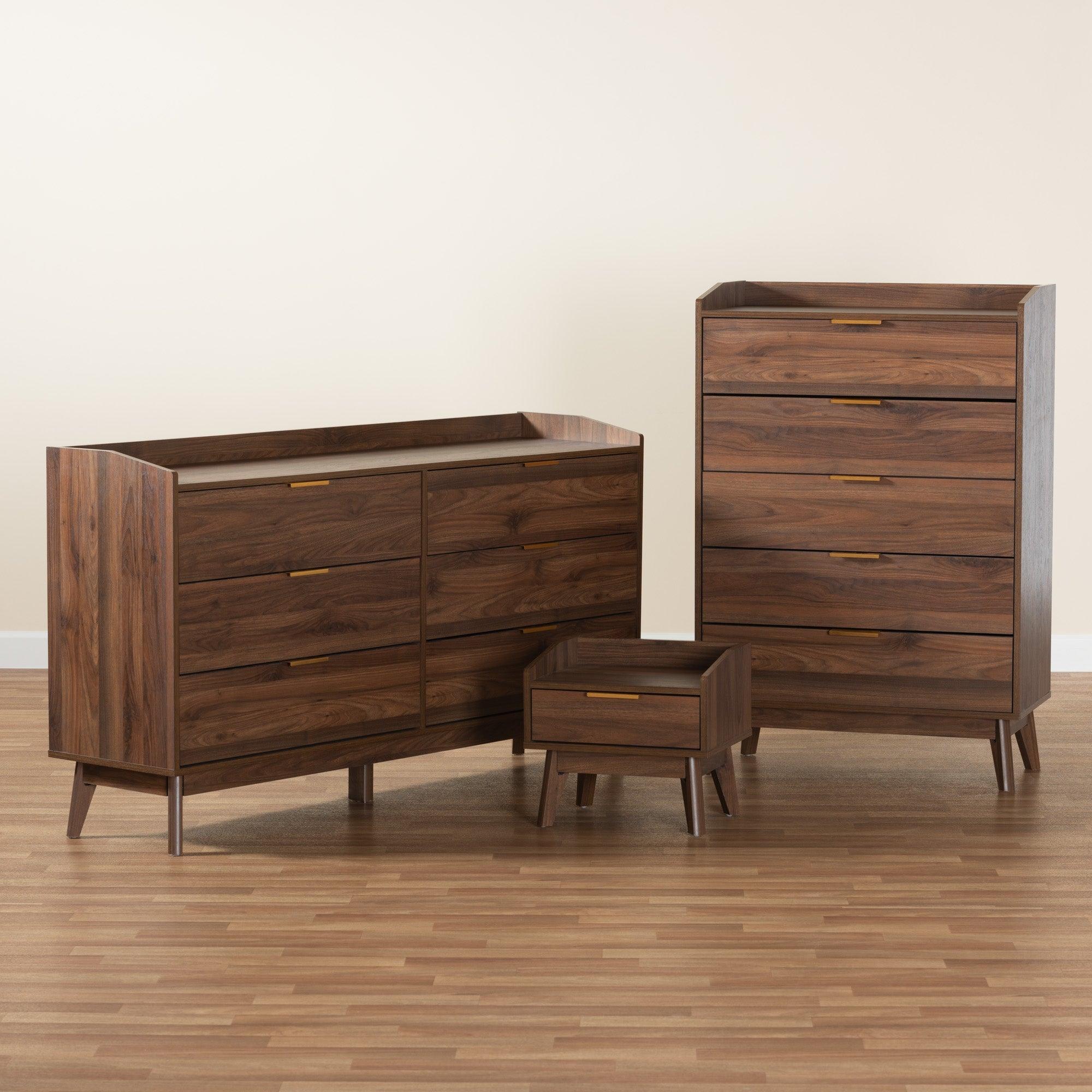 Lena Mid-Century Modern Finished Wood 3-Piece Storage Set