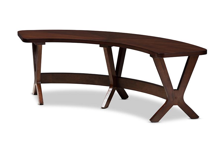 Berlin Mid-Century Modern Finished Wood Curved Dining Bench