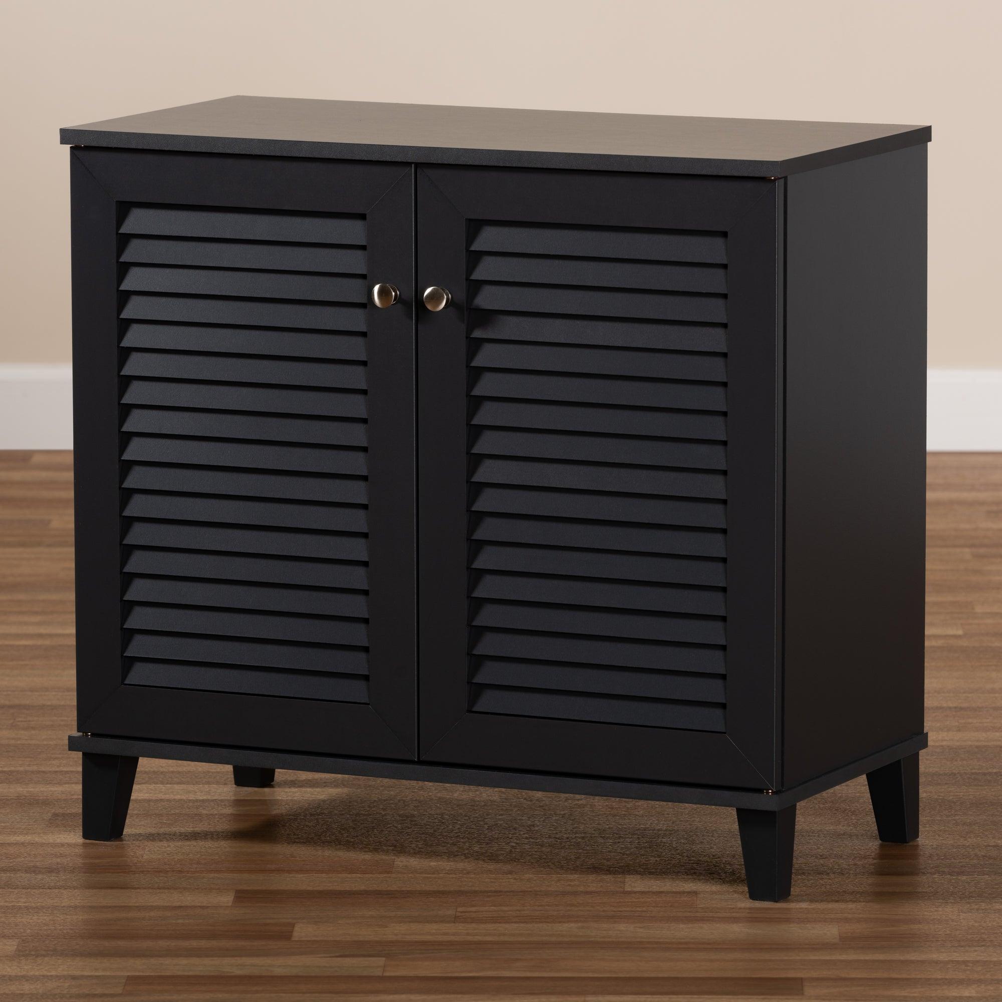 Coolidge Modern and Contemporary Dark Finished 4-Shelf Wood Shoe Storage Cabinet