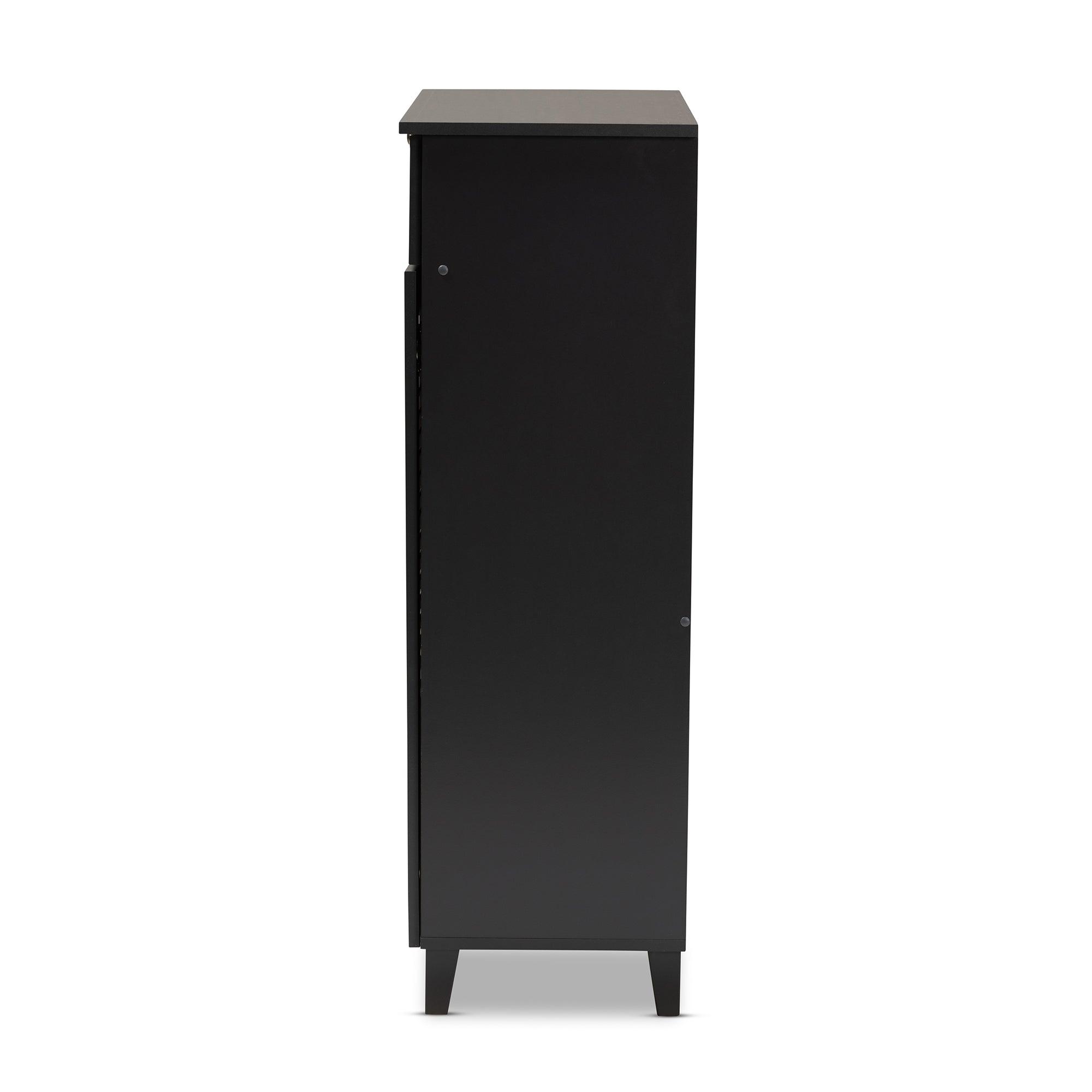 Coolidge Modern and Contemporary Dark Finished 5-Shelf Wood Shoe Storage Cabinet with Drawer