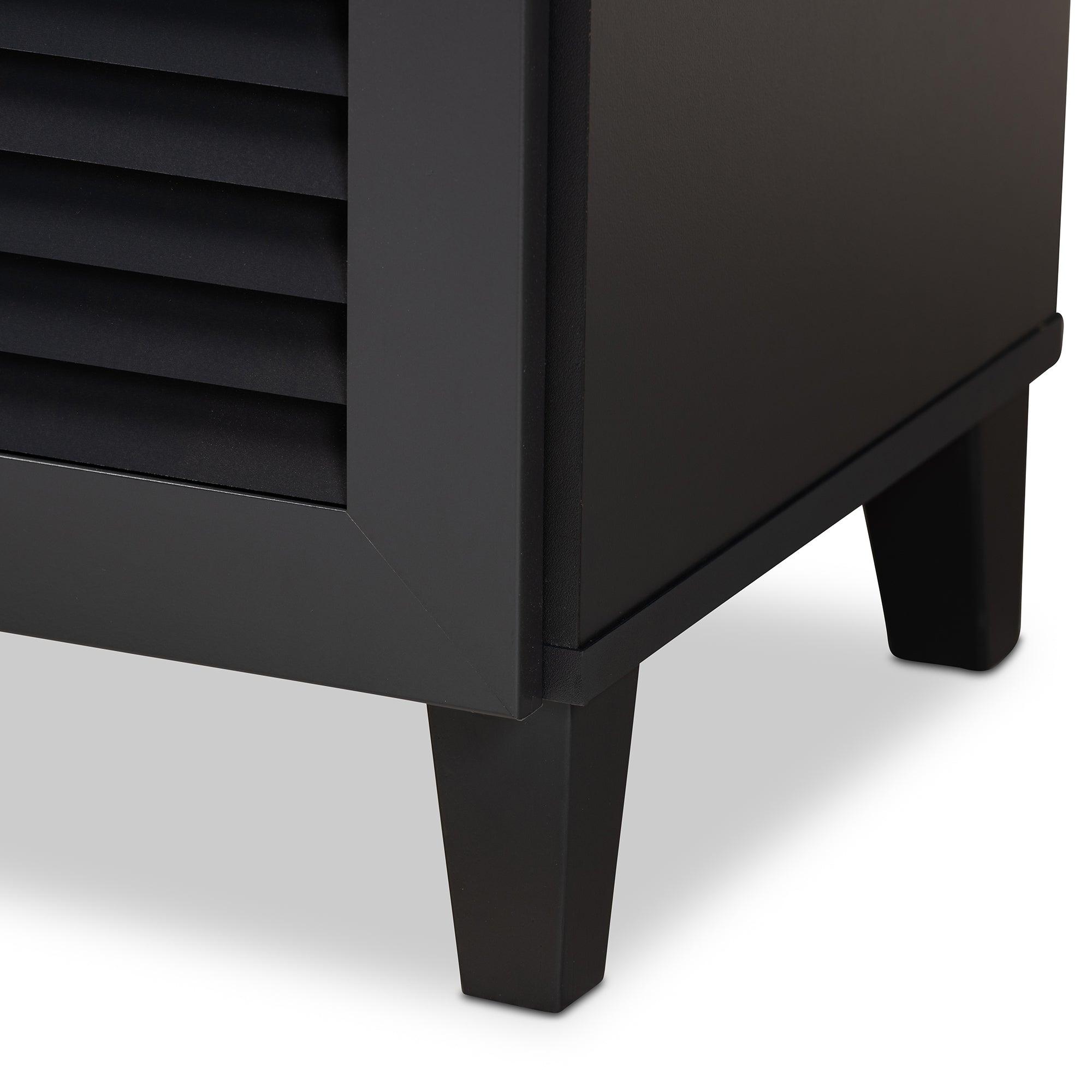 Coolidge Modern and Contemporary Dark Finished 5-Shelf Wood Shoe Storage Cabinet with Drawer