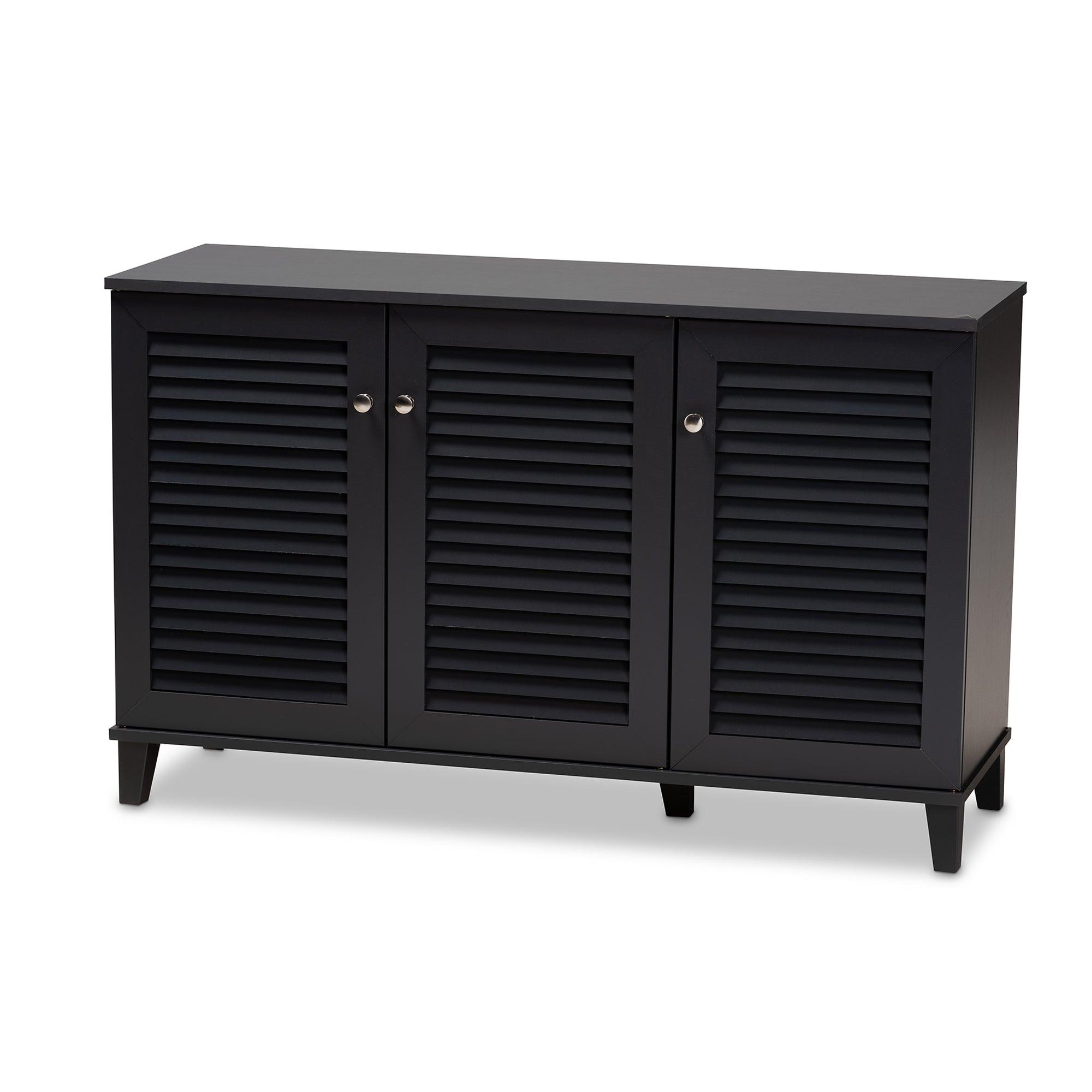 Coolidge Modern and Contemporary Dark Finished 8-Shelf Wood Shoe Storage Cabinet