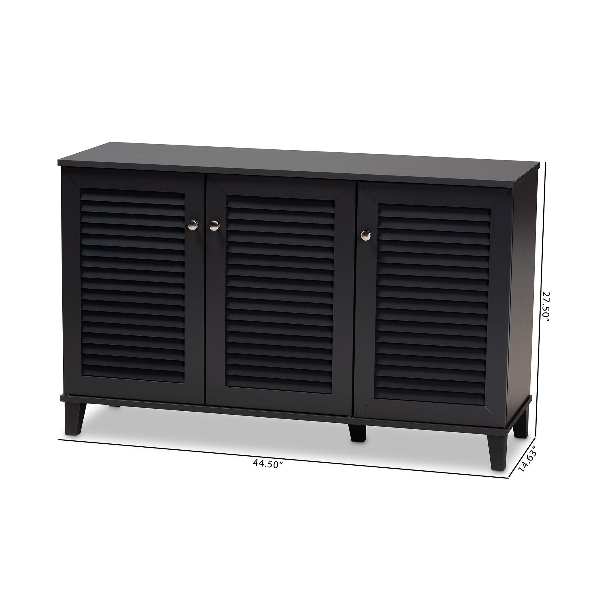 Coolidge Modern and Contemporary Dark Finished 8-Shelf Wood Shoe Storage Cabinet